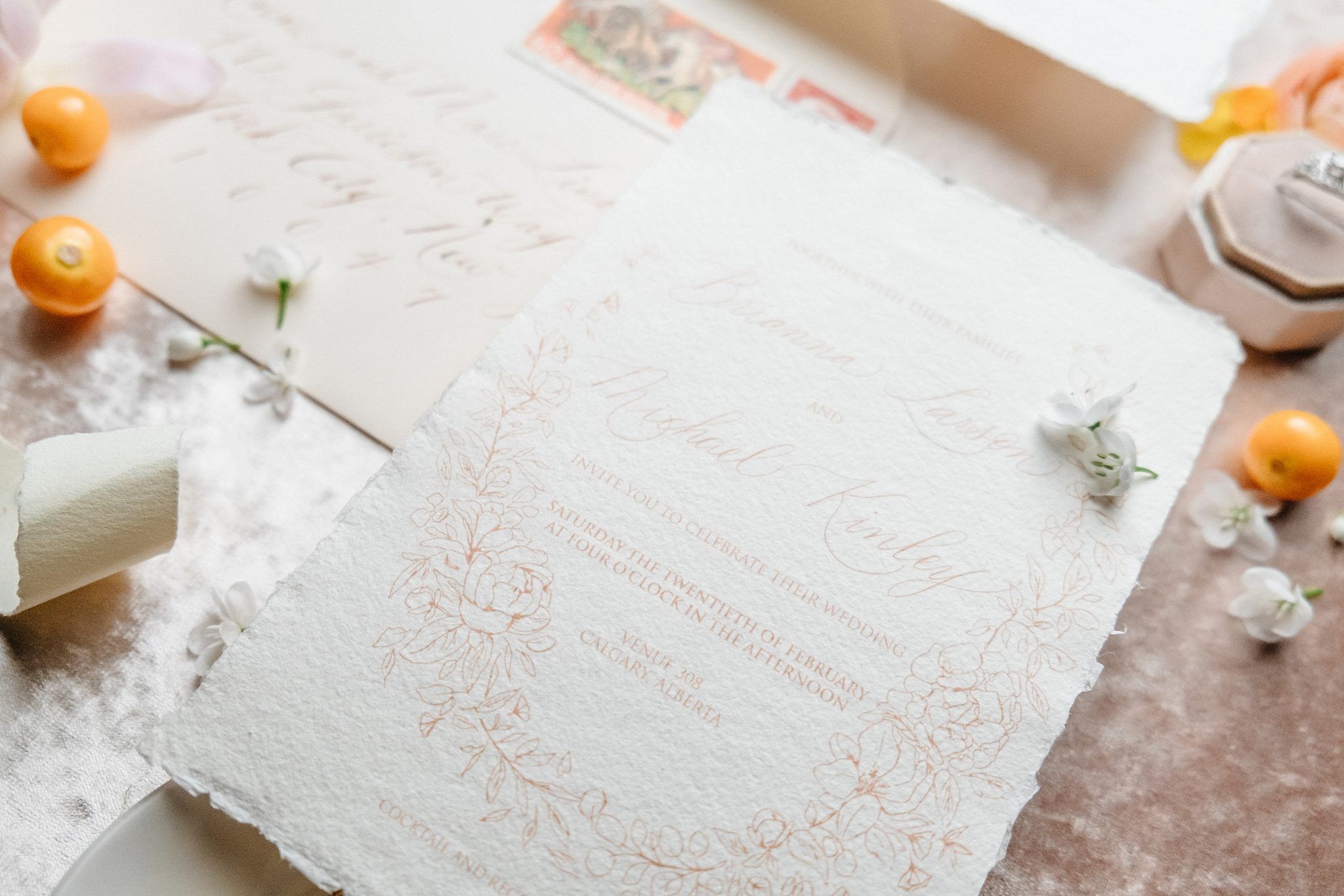 True to Hue Photography Workshop Peach - Blush Stationery Suite, Flatlay Styling