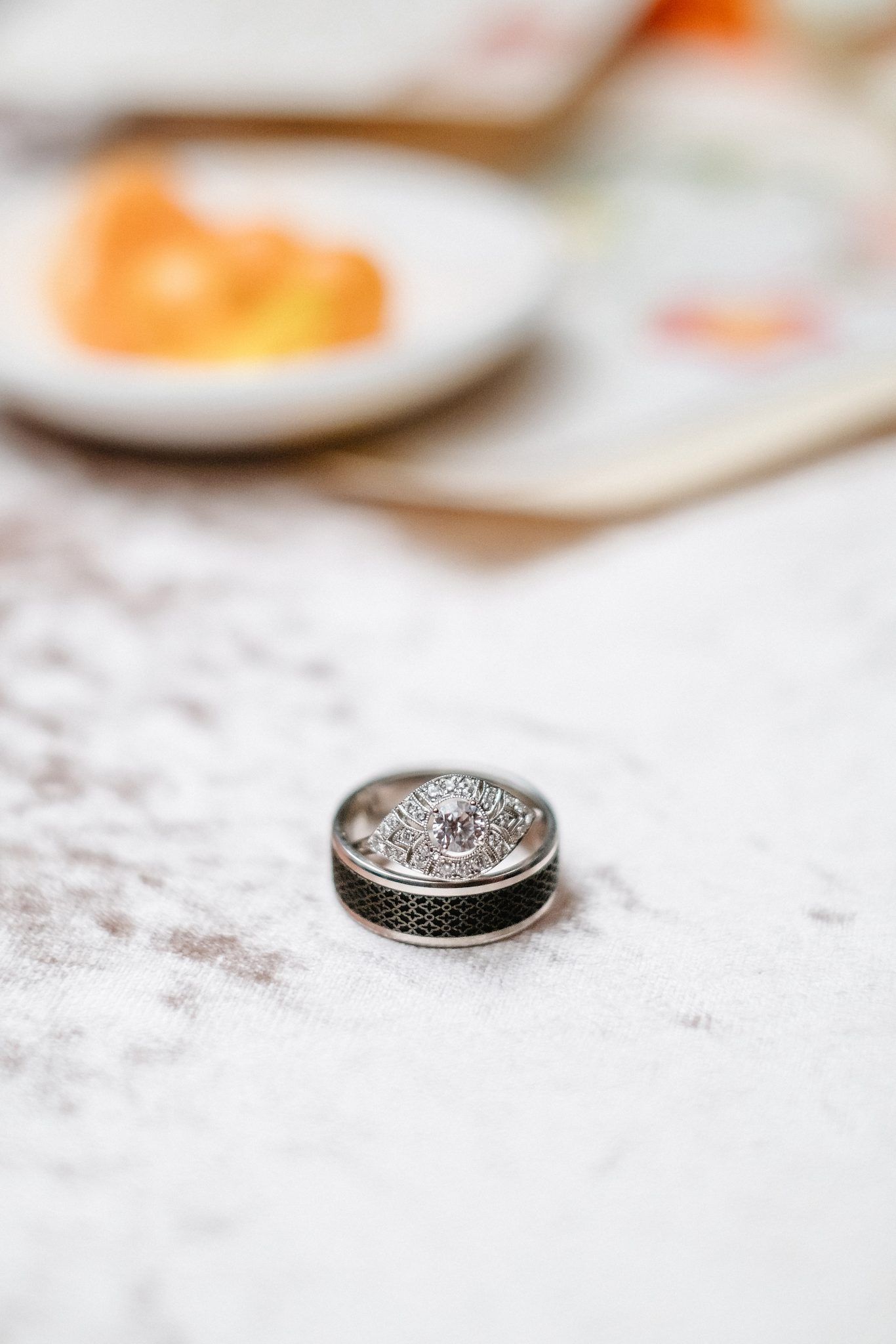 True to Hue Photography Workshop Peach - Vintage Engagement Ring, Diamond Ring, Blush Ring Box, Flatlay Styling