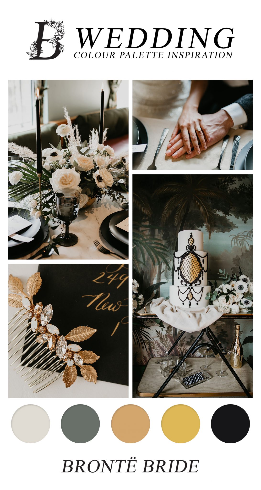 Vintage Wedding Colour Palette Inspiration - glamourous black and gold wedding