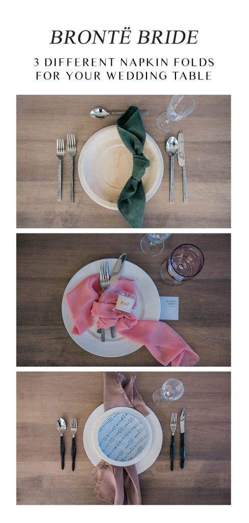 Reception Place Setting Inspiration // 6 Napkin ideas For Your Wedding