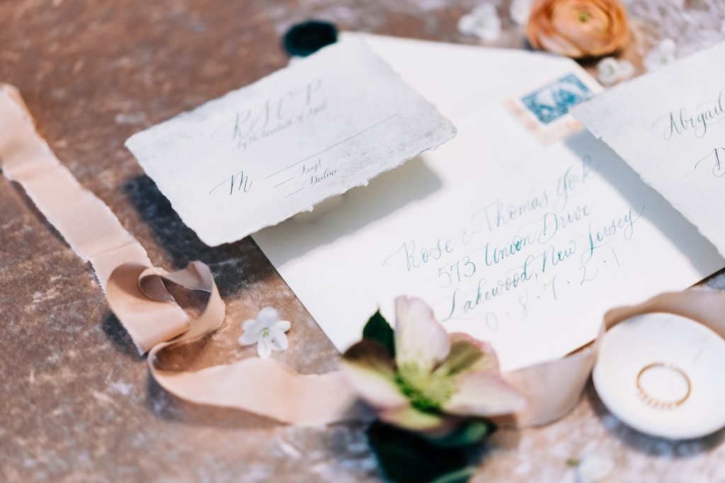 True to Hue Photography Workshops Calgary - Wedding Invitation and Flatlay Styling, wedding calligraphy, envelope, vintage stamps