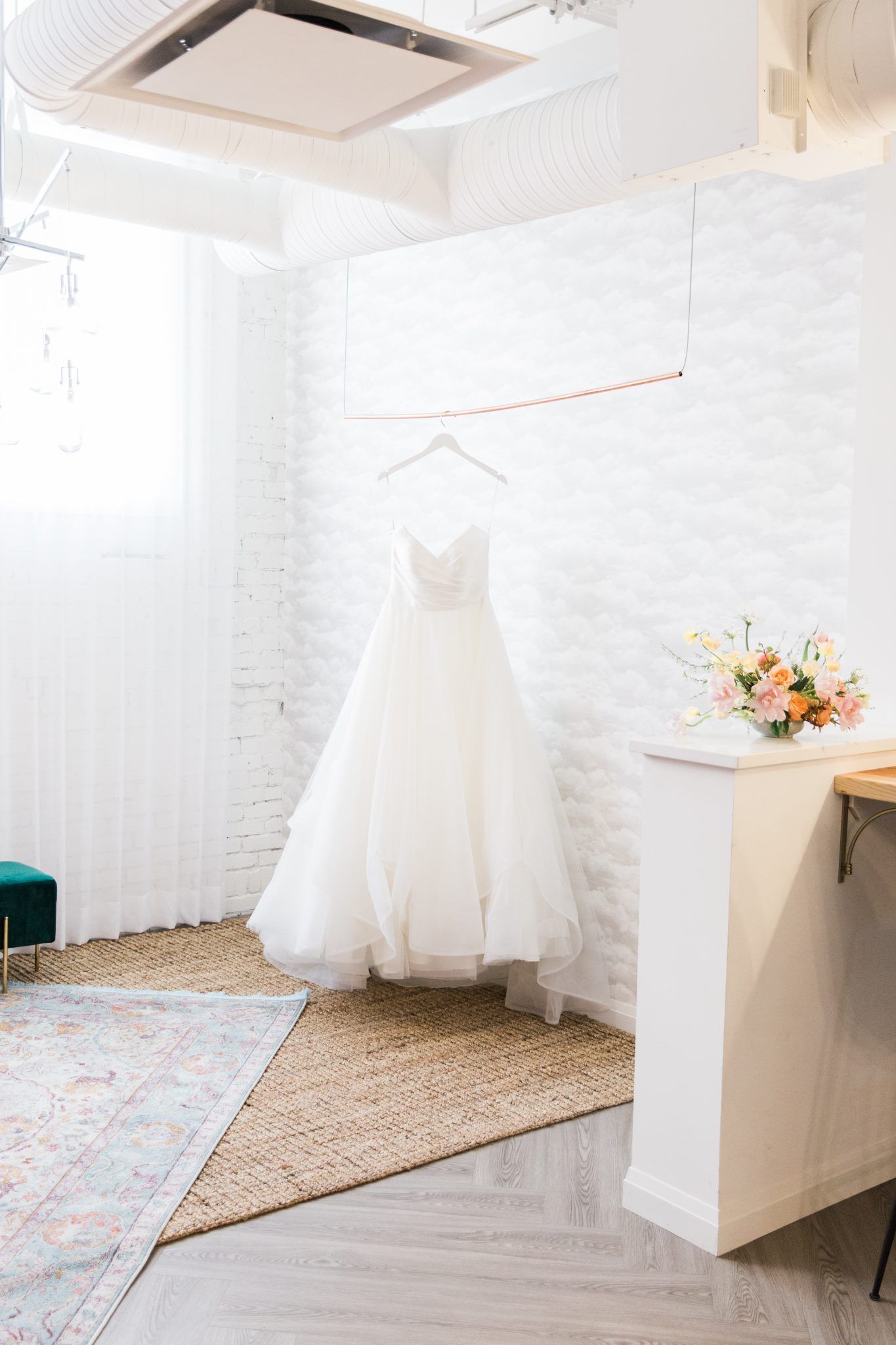 True to Hue: Peach Wedding Inspiration - Calgary Wedding Venue, Bridal Robes, Getting Ready, Bridal suite, wedding dress