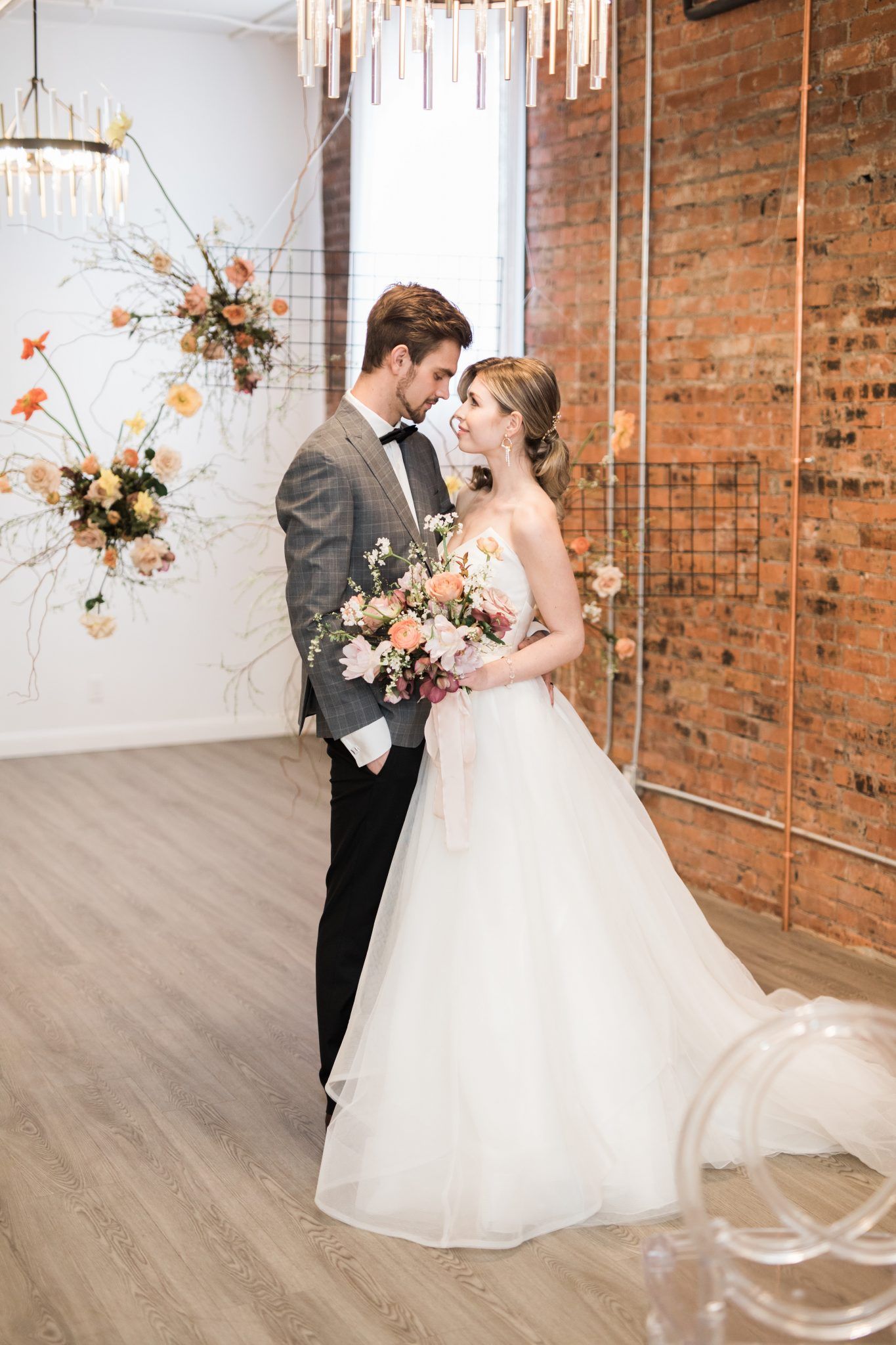 True to Hue: Peach Wedding Inspiration - Calgary wedding venue, bride and groom style, floral installation, ceremony decor