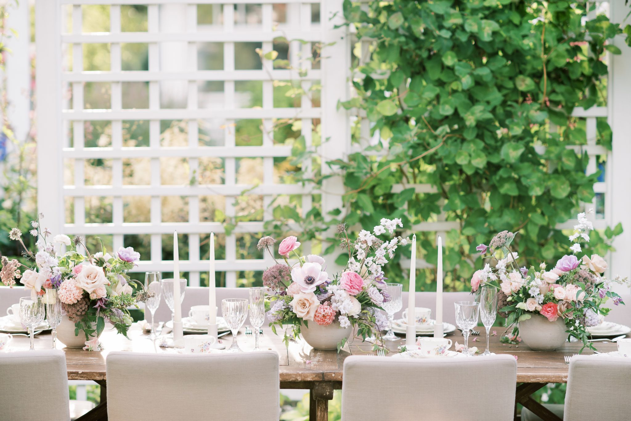 Gardenesque Tablescape in the Deane House Garden - wedding inspiration featured on Bronte Bride