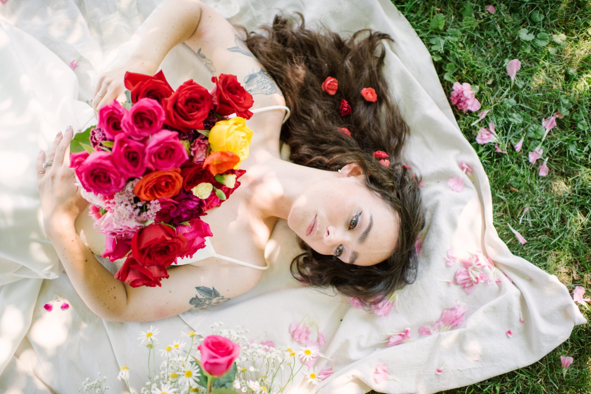 Hot Pink Perfection for this Picnic in the Park Valentine's Day Inspiration Featured by Brontë Bride, bed or roses, Valentine's Day Inspiration