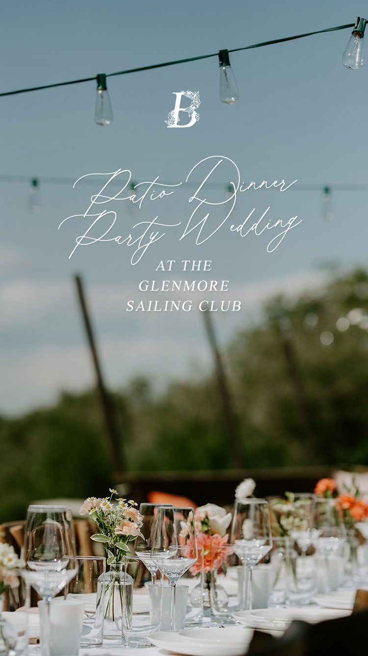 Patio Dinner Party at The Glenmore Sailing Club featuring Bright Wedding Florals & Gin Cocktails