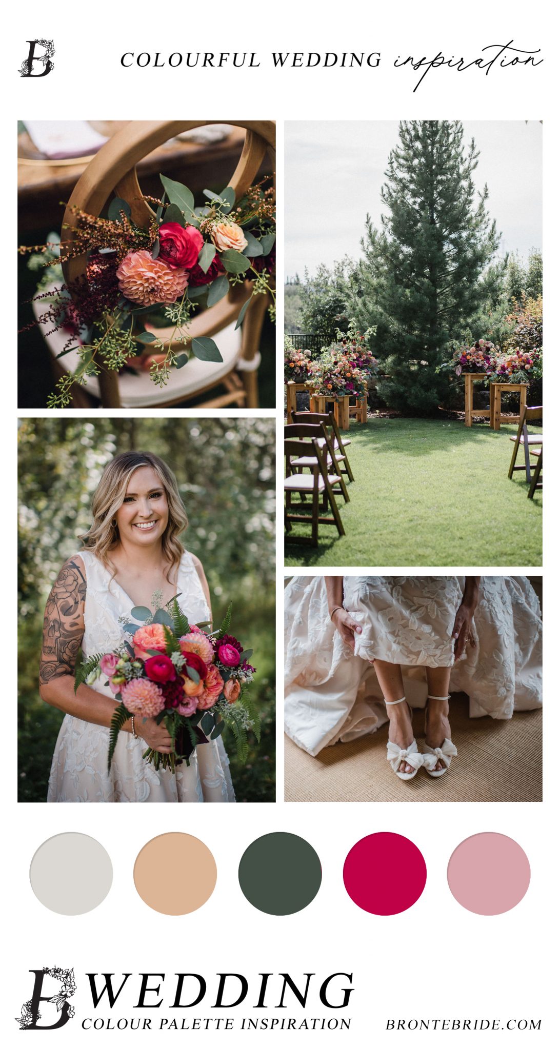 Modern Wedding Colour Palette Inspiration - Summertime Backyard Wedding Featuring Fabulously Bright & Colourful Florals - Real Wedding featured on Bronte Bride