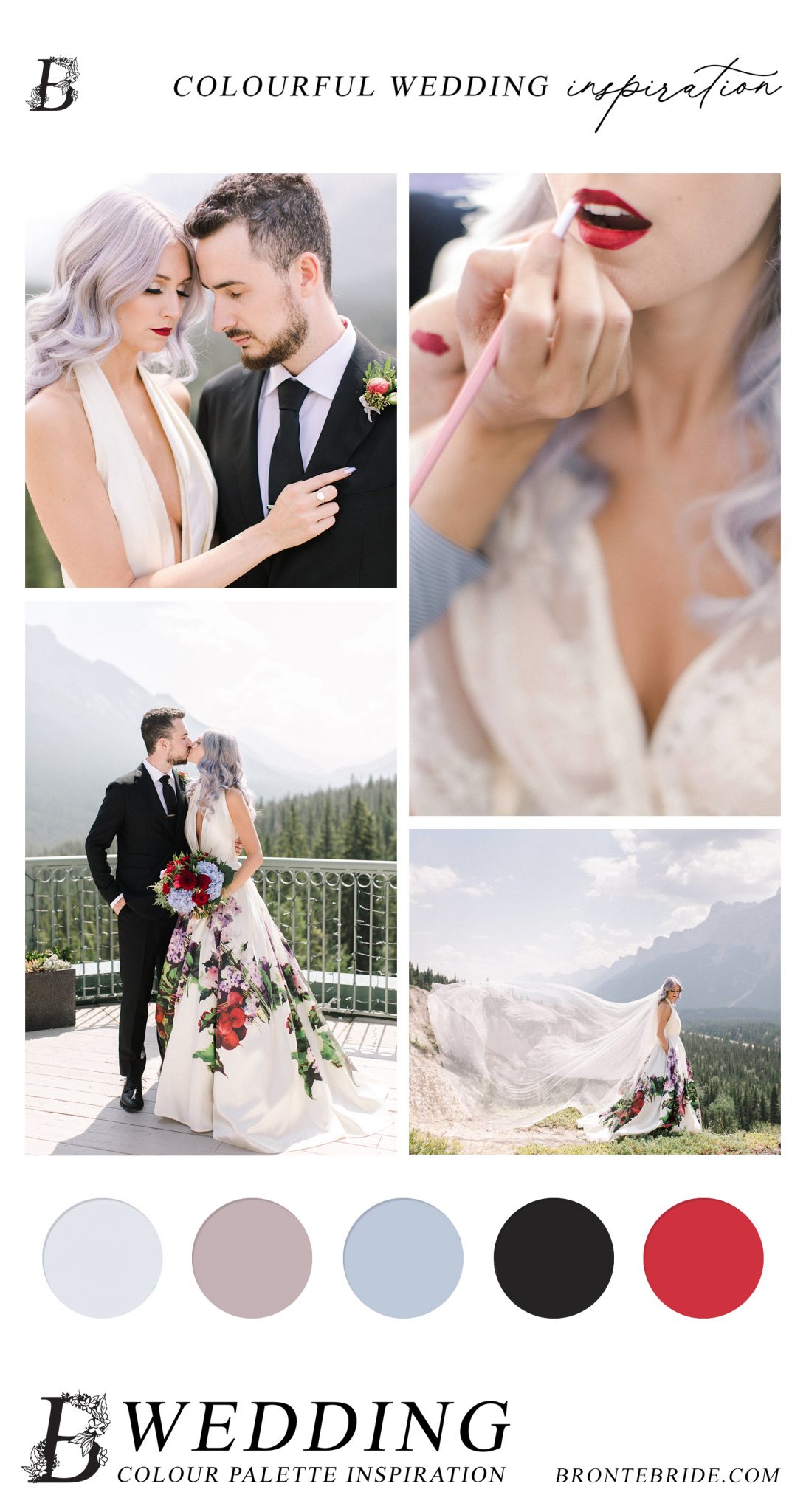 Modern Wedding Colour Palette Inspiration - This Bride's Colourful Wedding Dress Will Have You Swooning at This Non-Traditional RimRock Resort Wedding in Banff