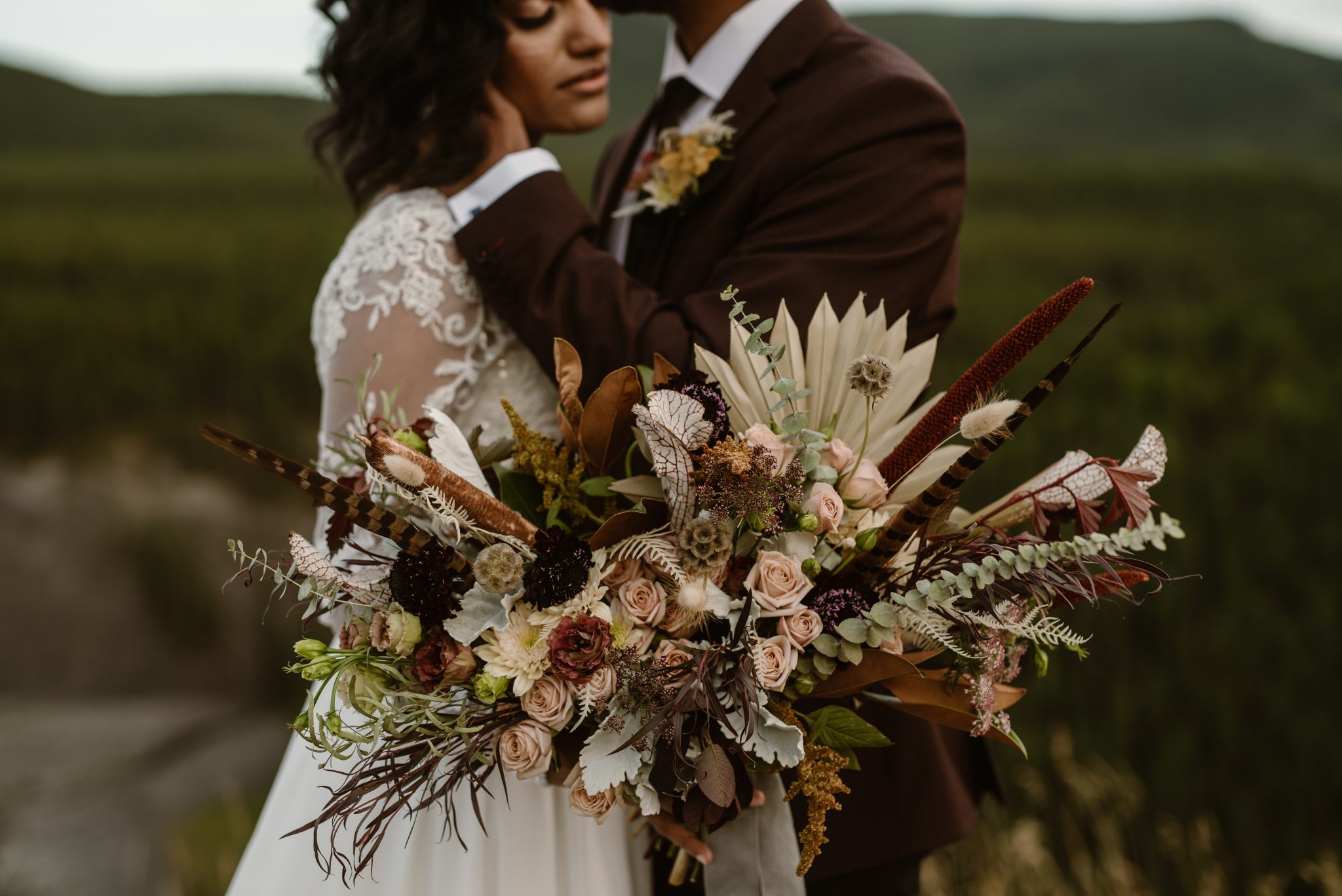 Earthy and Eclectic Moroccan Elopement at Big Horn Lookout featured on Brontë Bride - dried florals, elopement inspiration, moody elopement