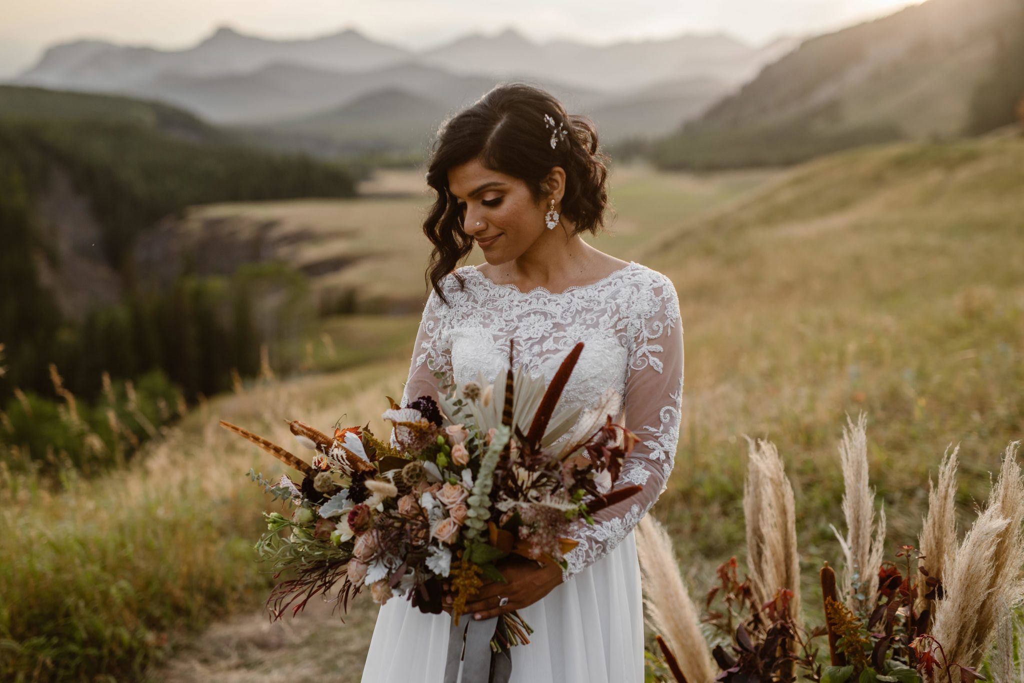 eclectic bride, alberta elopement, mountain wedding