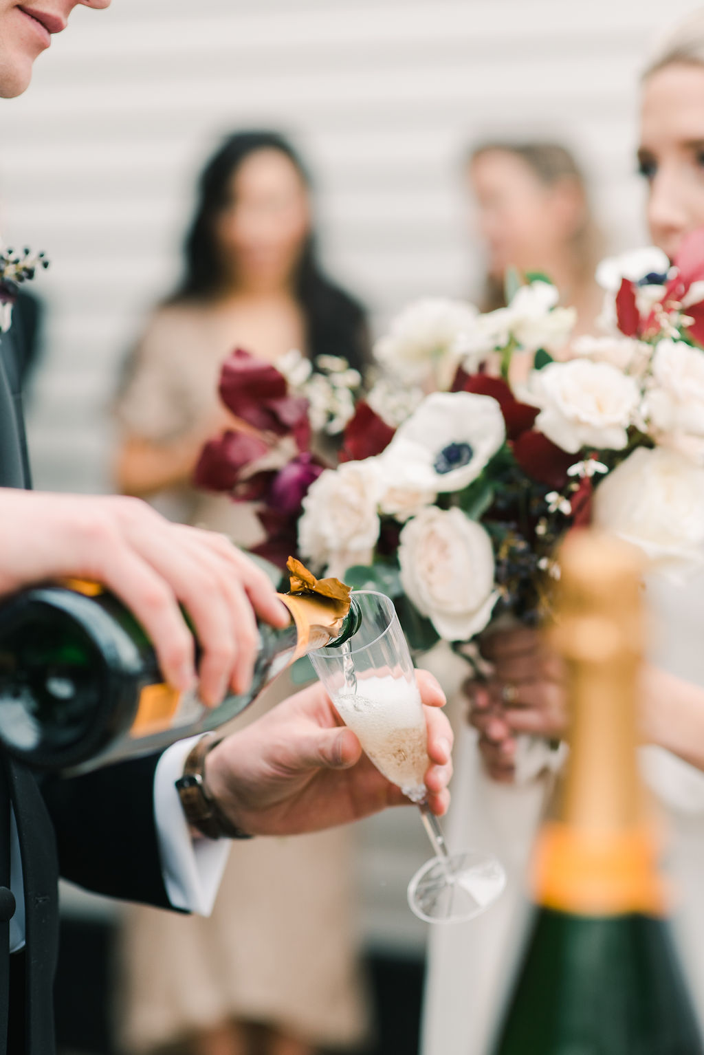 New Year's Eve Wedding Celebration Featuring Champagne Libations to Bring in The New Year