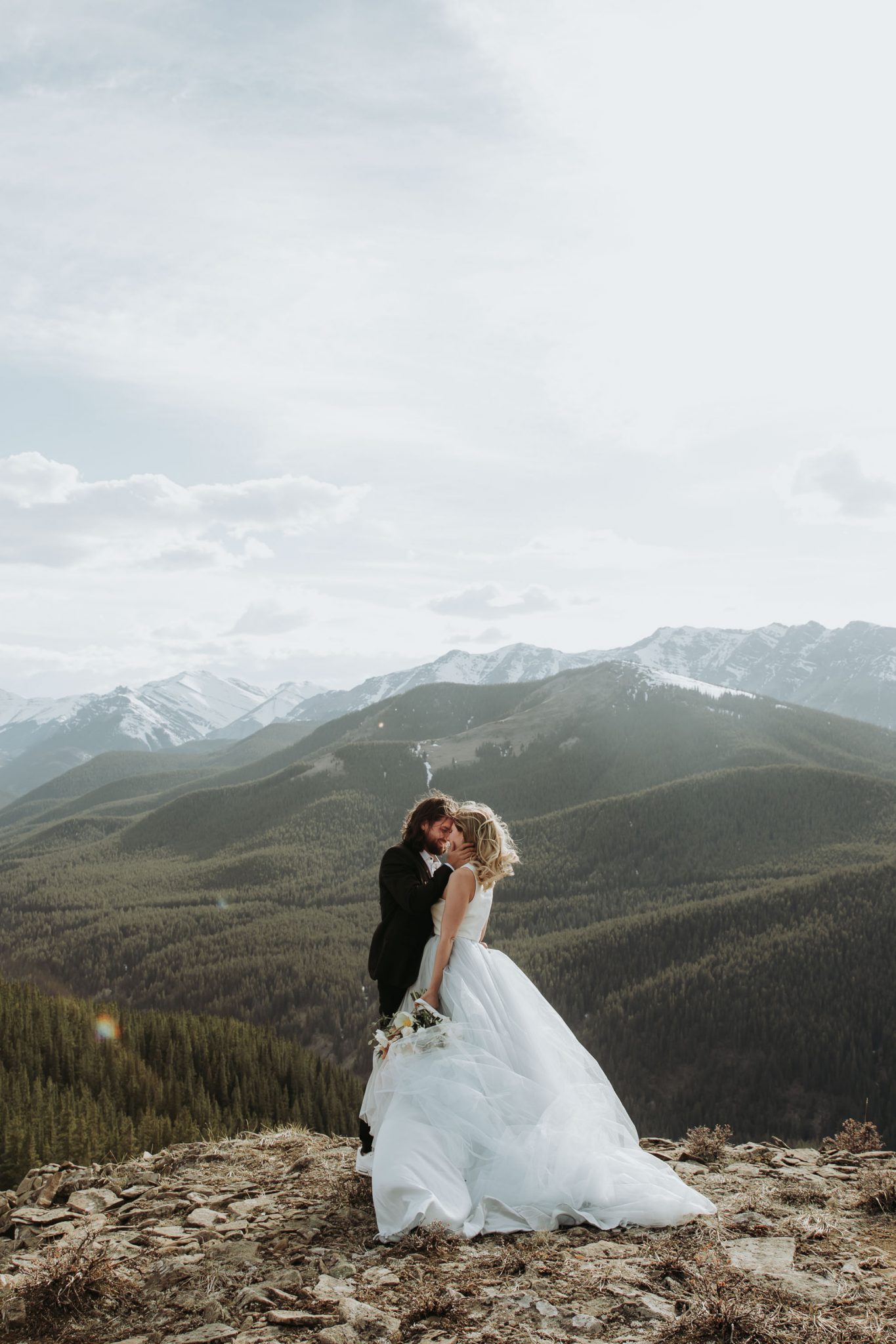 Mountaintop Wedding Inspiration Mountainous Adventure Session featuring Contemporary Attire & Alberta Views Featured on Bronte Bridë