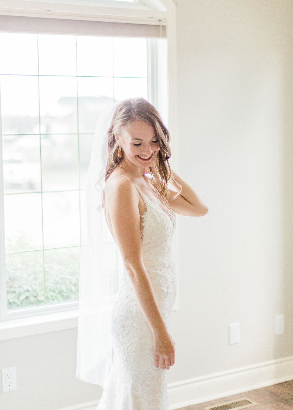 Bride on the morning of her wedding - bridal portrait, intimate wedding