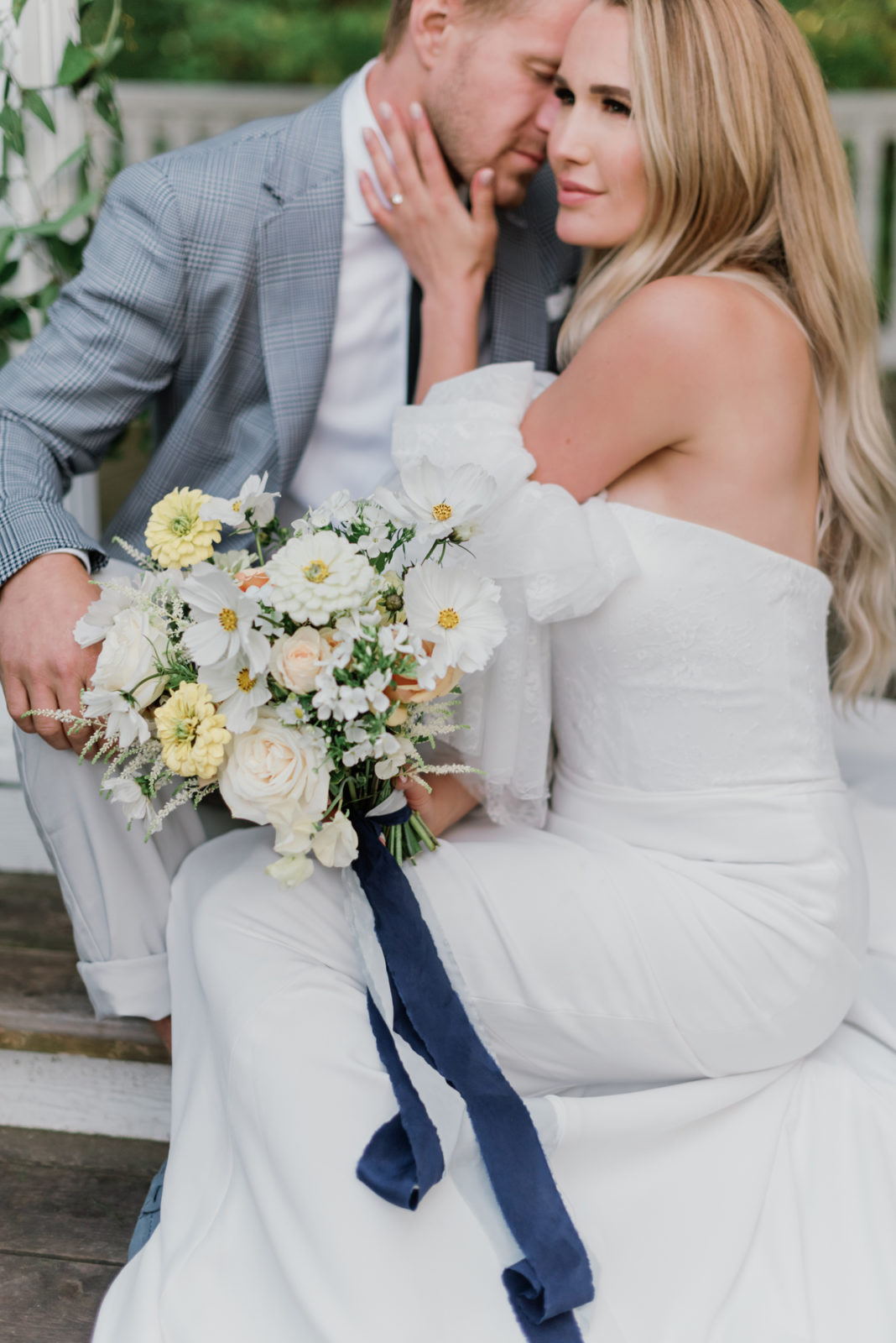 Pantone Colours of The Year In this Gorgeous Portugal-Inspired Wedding Editorial Featured by Brontë Bride, yellow and white flowers, blue accents
