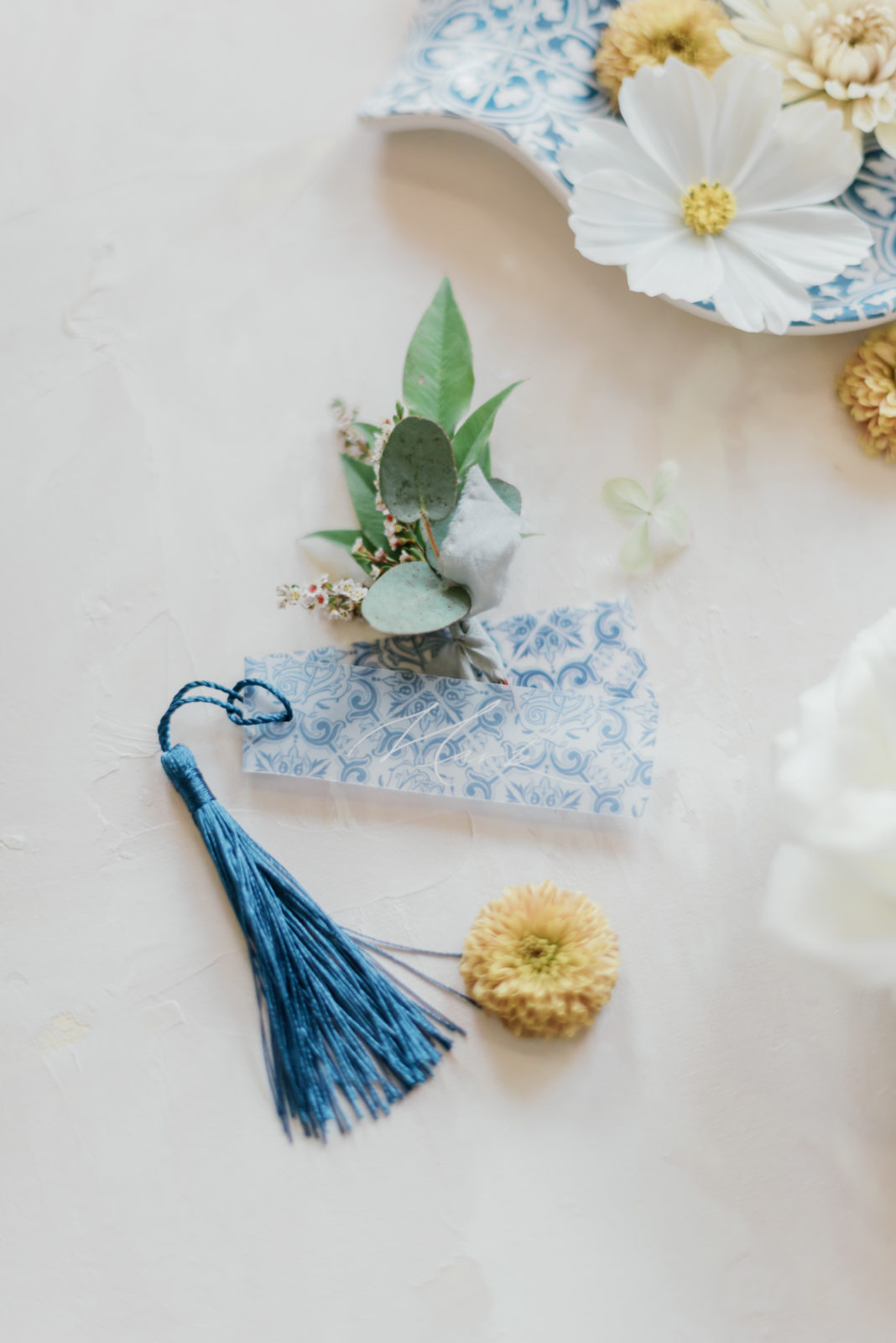 Portugal inspired wedding, wedding stationery, blue accents