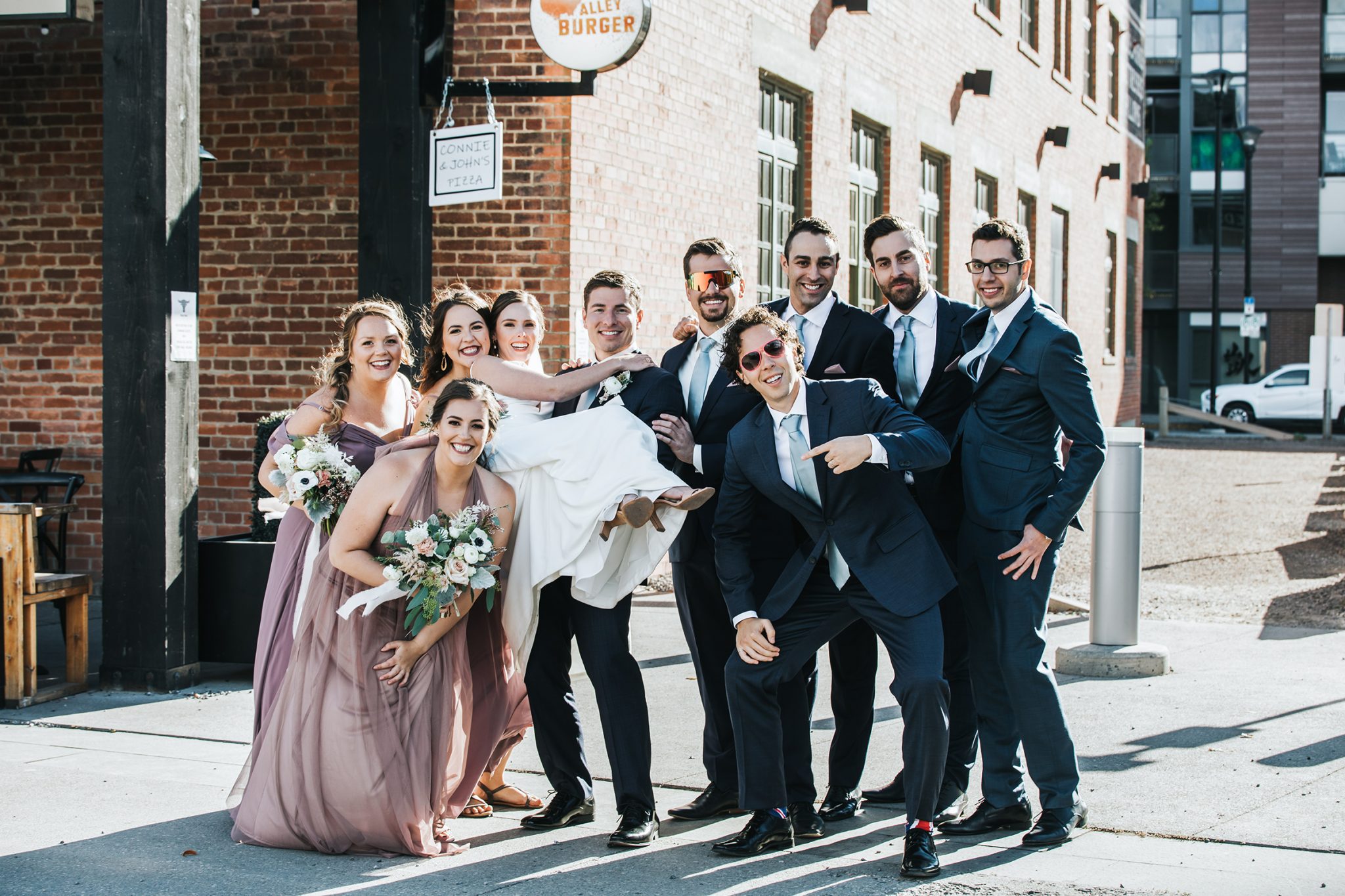 This Couple Decided To Split Up Their Celebrations with A Double-Header Wedding at Venue 308 Featured on Brontë Bride, blue wedding details, downtown wedding
