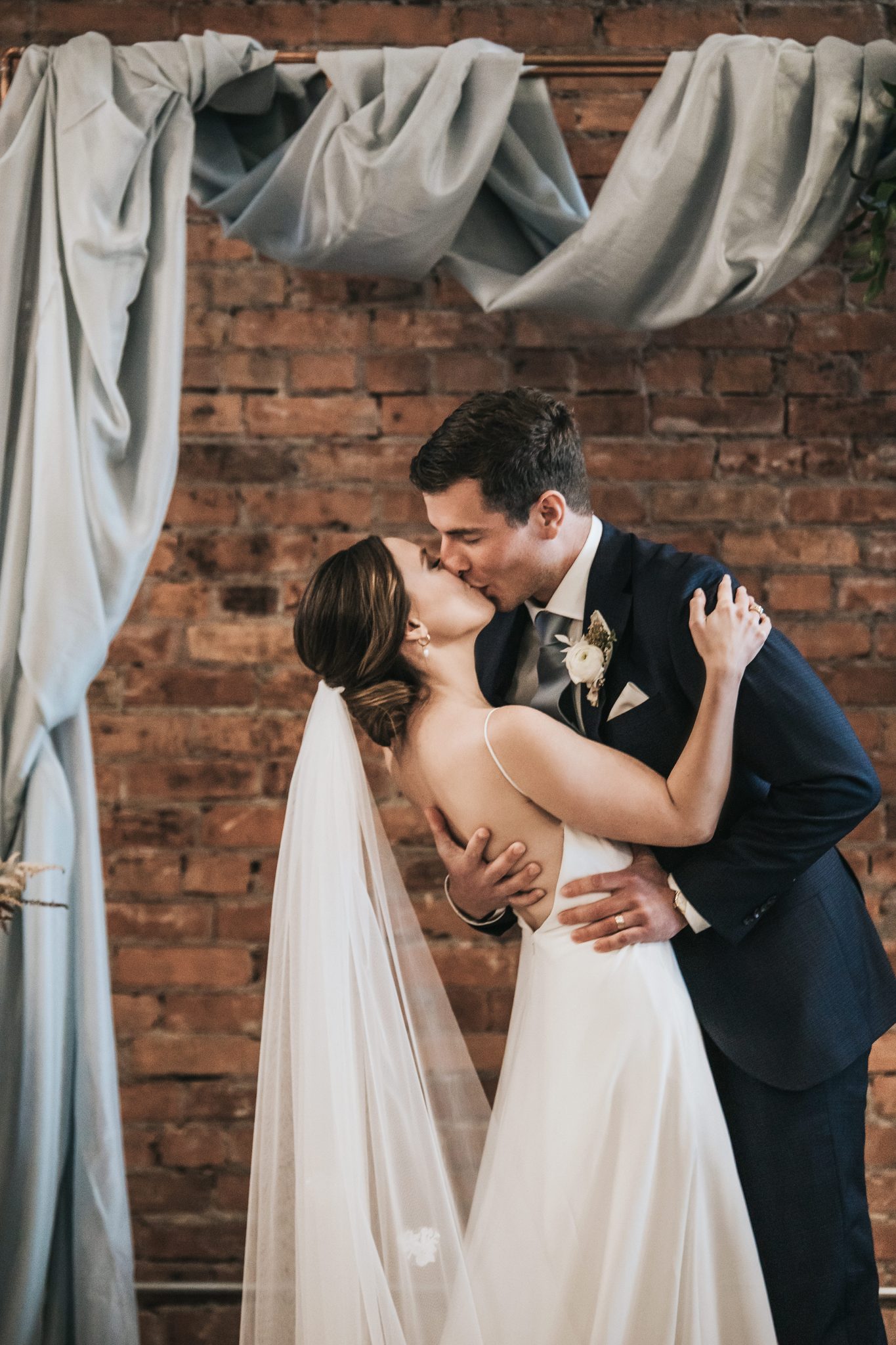 This Couple Decided To Split Up Their Celebrations with A Double-Header Wedding at Venue 308 Featured on Brontë Bride, first kiss, wedding cermeony
