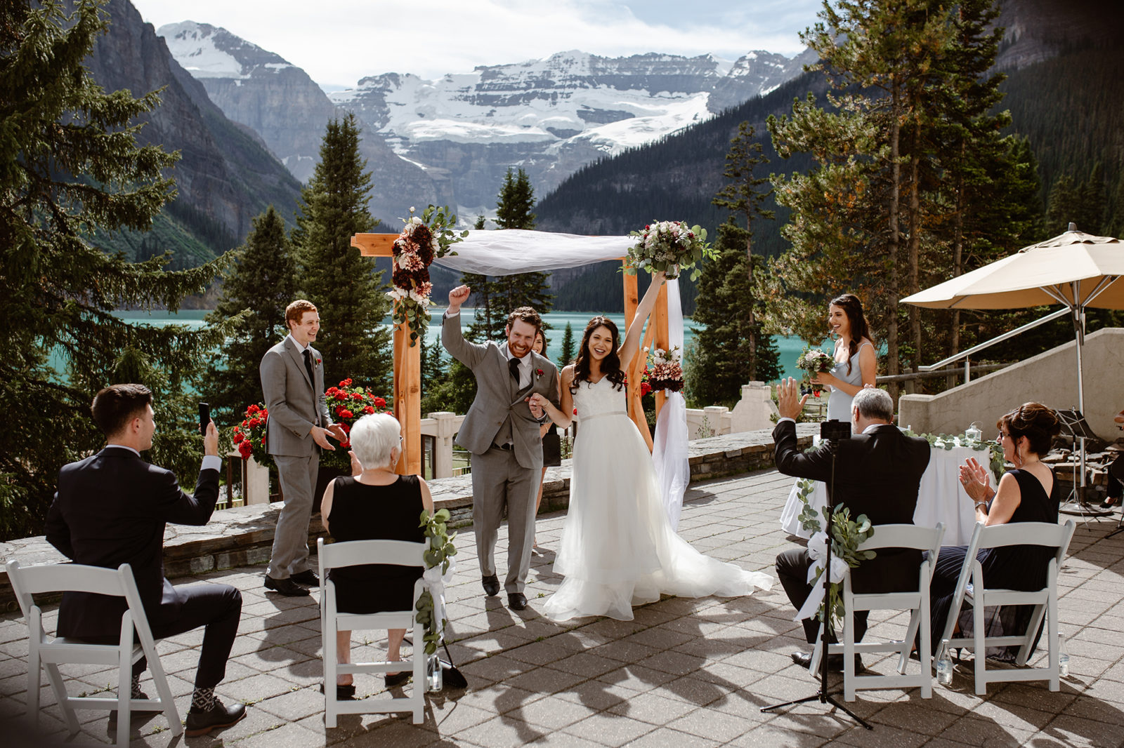 This Couple Ended up Loving Their Downsized Wedding at Fairmont Lake Louise - wedding ceremony, covid wedding