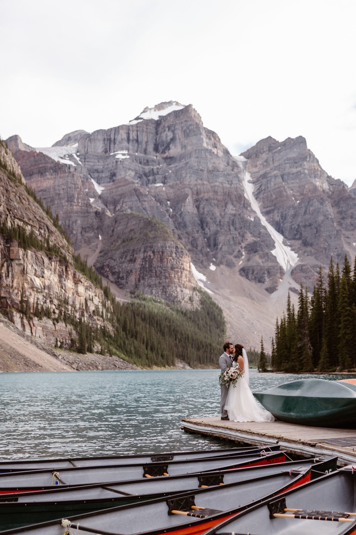 This Couple Ended up Loving Their Downsized Wedding at Fairmont Lake Louise - moraine lake, rocky mountain wedding