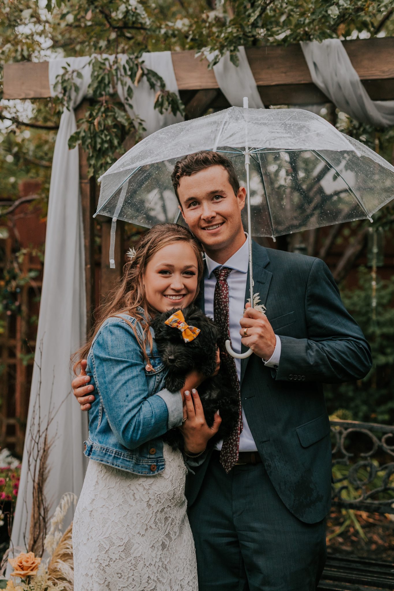 A Little Bit of Rain and Covid Restrictions weren't about to Slow This Couple Down! Featured on Brontë Bride, outdoor wedding, backyard wedding