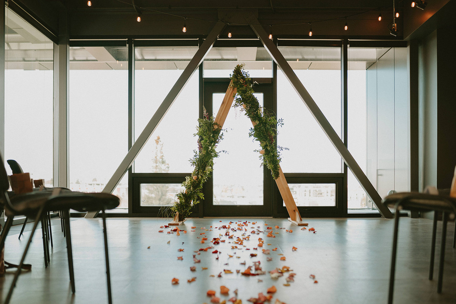 This Minimalist Micro-Wedding features a DIY Bouquet Made by the Bride Herself - wedding arch, modern wedding