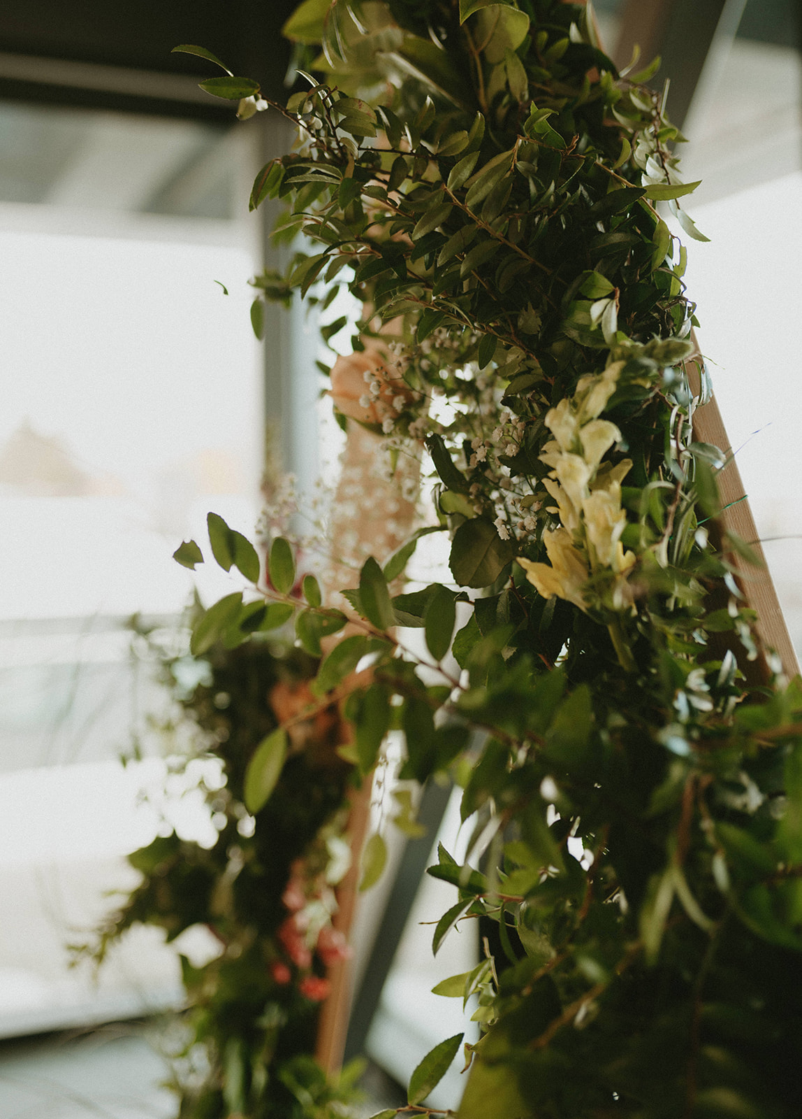 This Minimalist Micro-Wedding features a DIY Bouquet Made by the Bride Herself - wedding arch, modern wedding