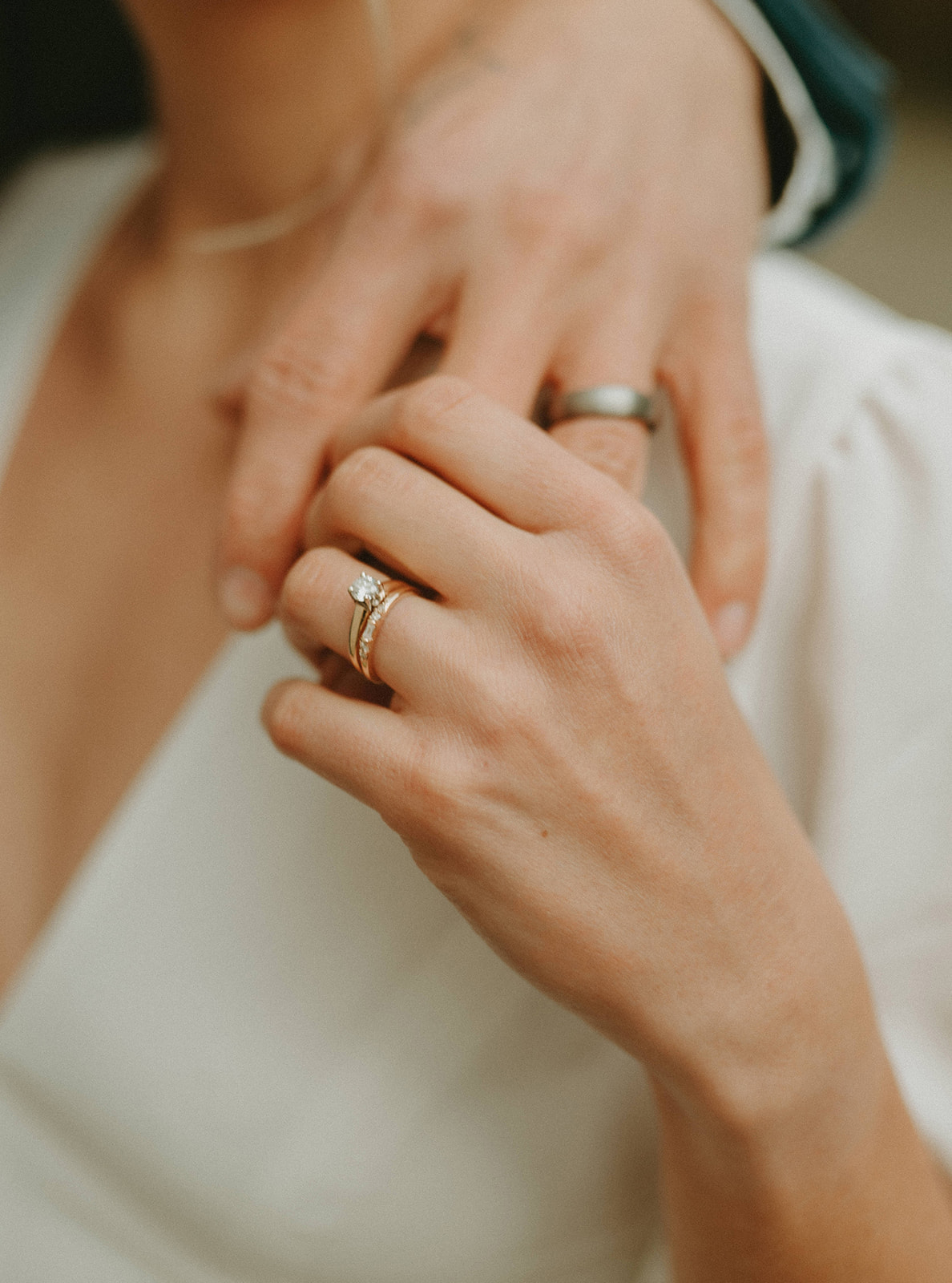 Minimalist wedding in Calgary Alberta - engagement ring, wedding rings