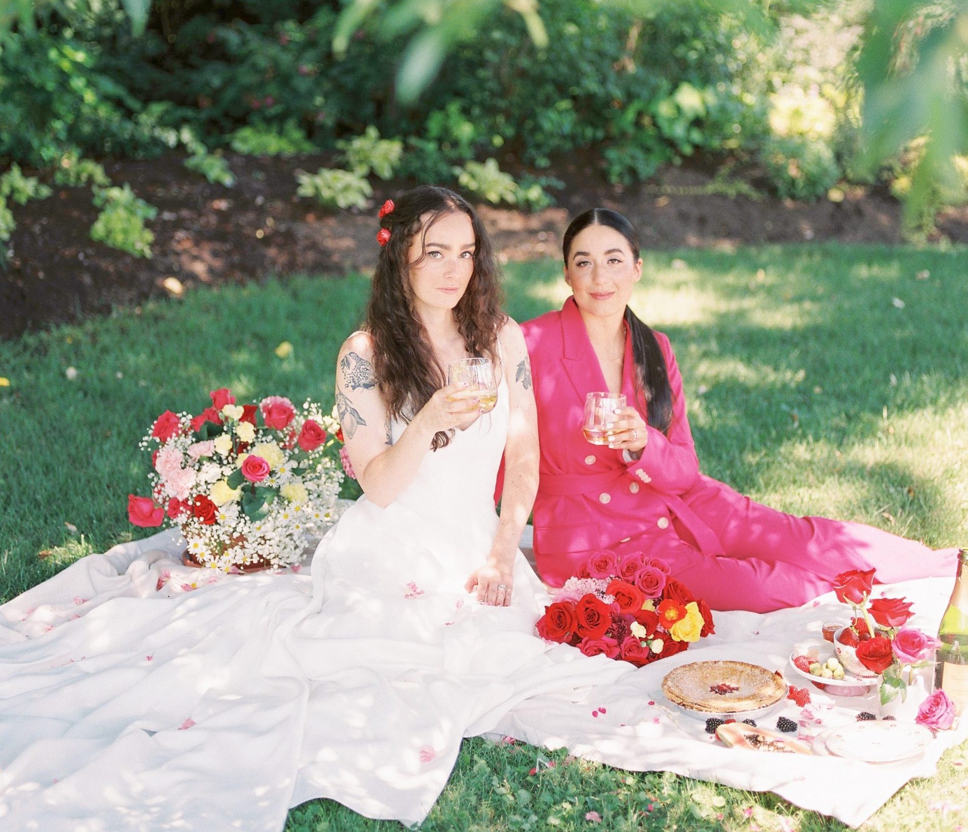 Hot Pink Perfection for this Picnic in the Park Valentine's Day Inspiration Featured by Brontë Bride