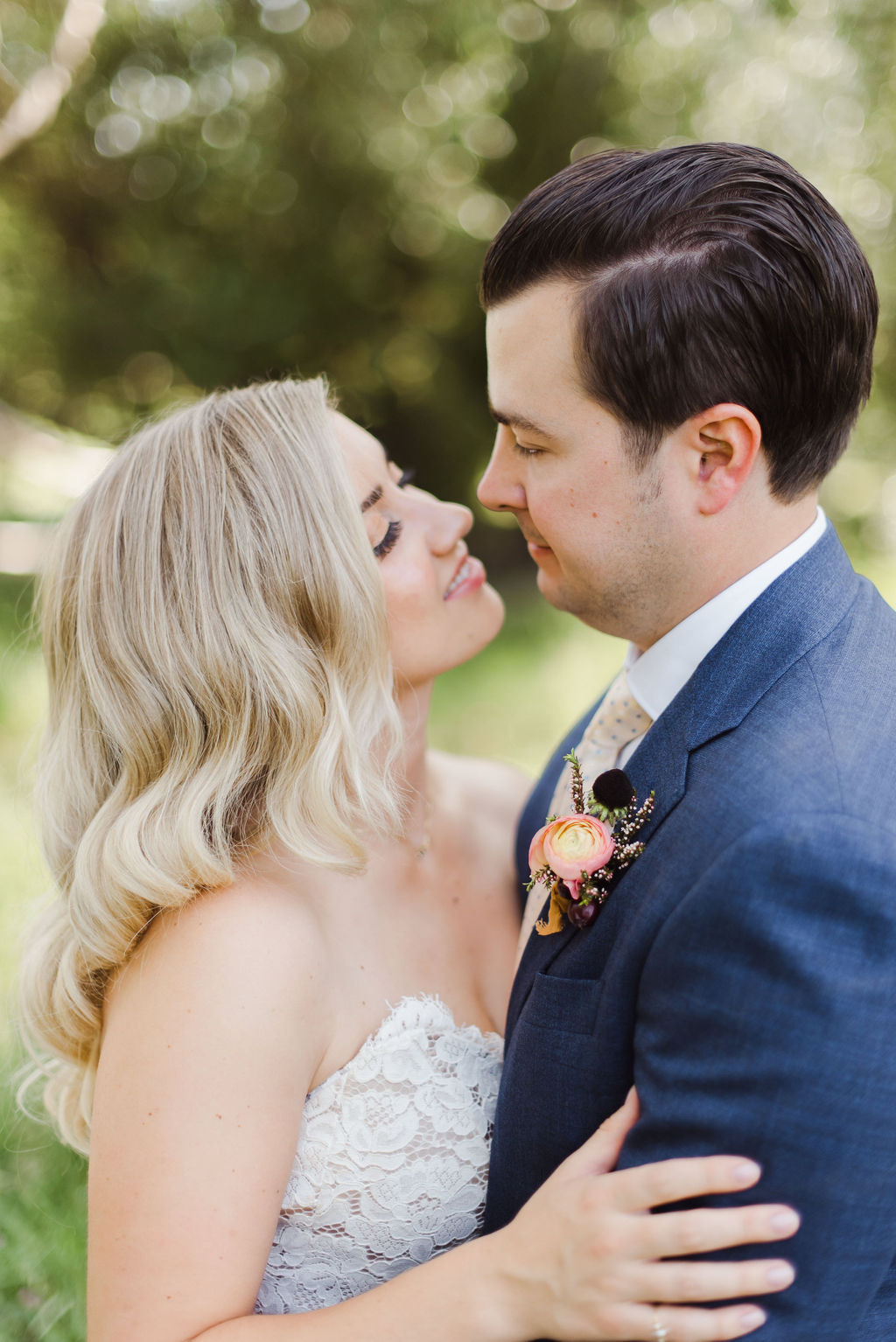 Calgary bride and groom share an intimate moment on their wedding day