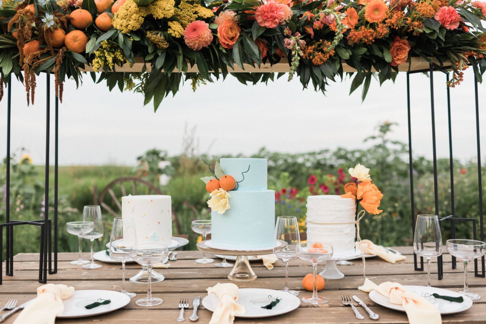 Flowers Galore at This Bright Clementine Garden Wedding at The Gathered Farm
