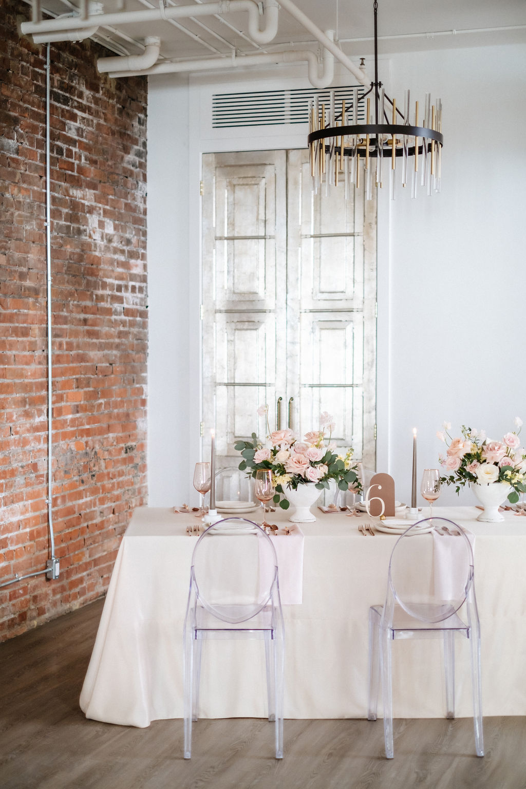 Venue 308 with contemporary wedding styling by Melissa Dawn Event Design 
