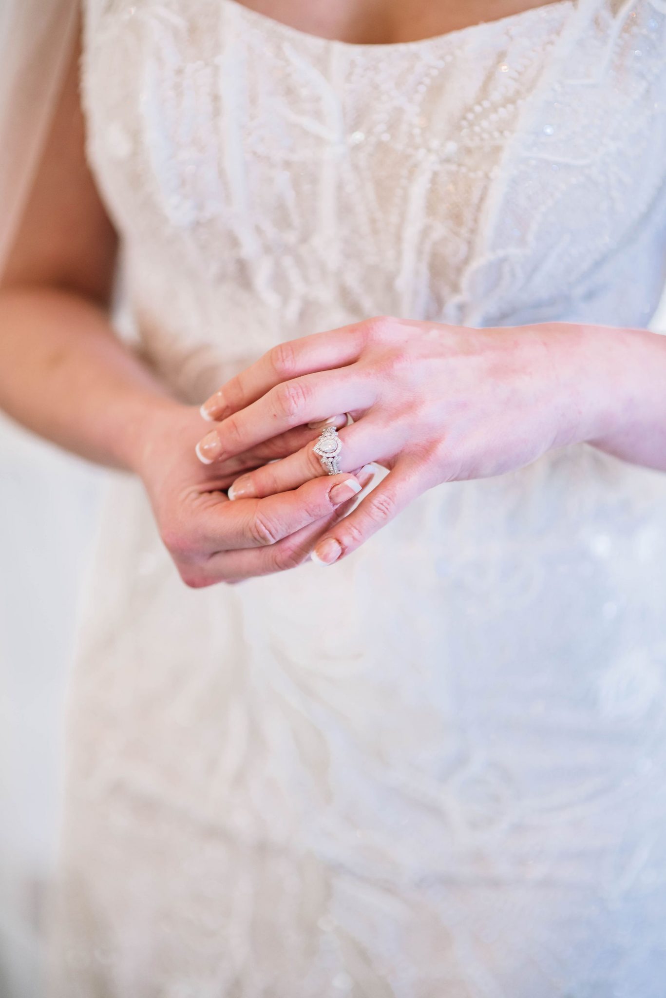 Vera Wang engagement ring on the hand of a winter bride at the Norland Historic Estate Venue