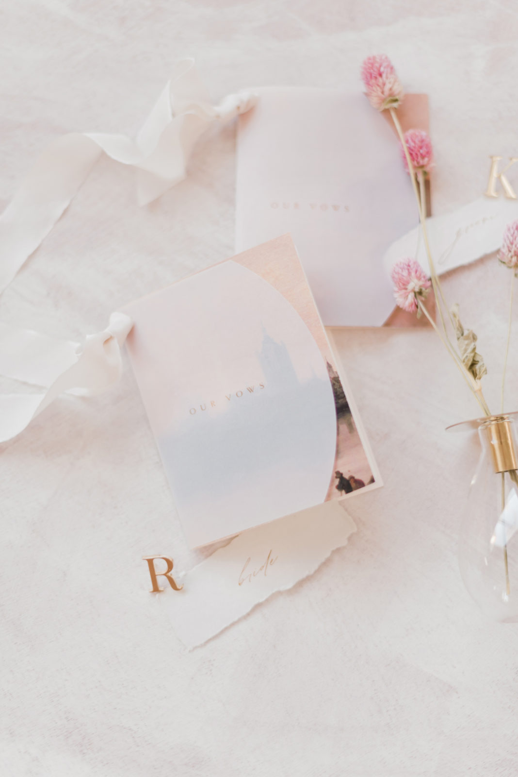 Modern pink wedding stationery by Plush Invites