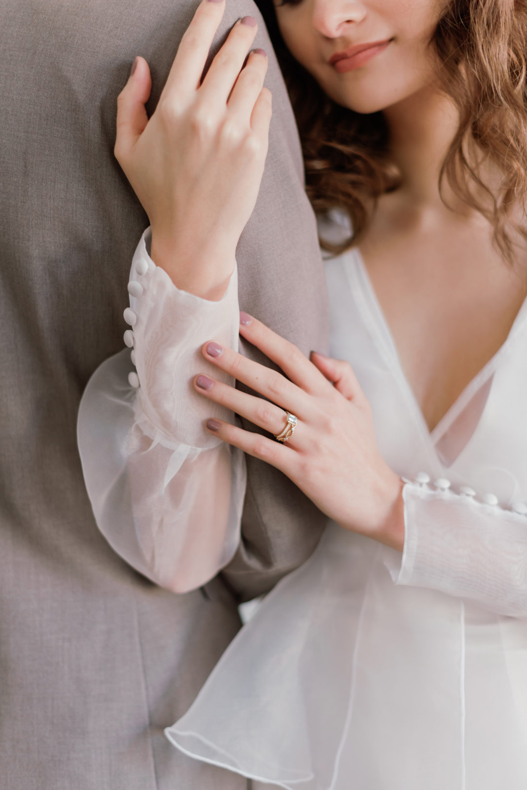 Modern bride and groom wedding attire inspiration