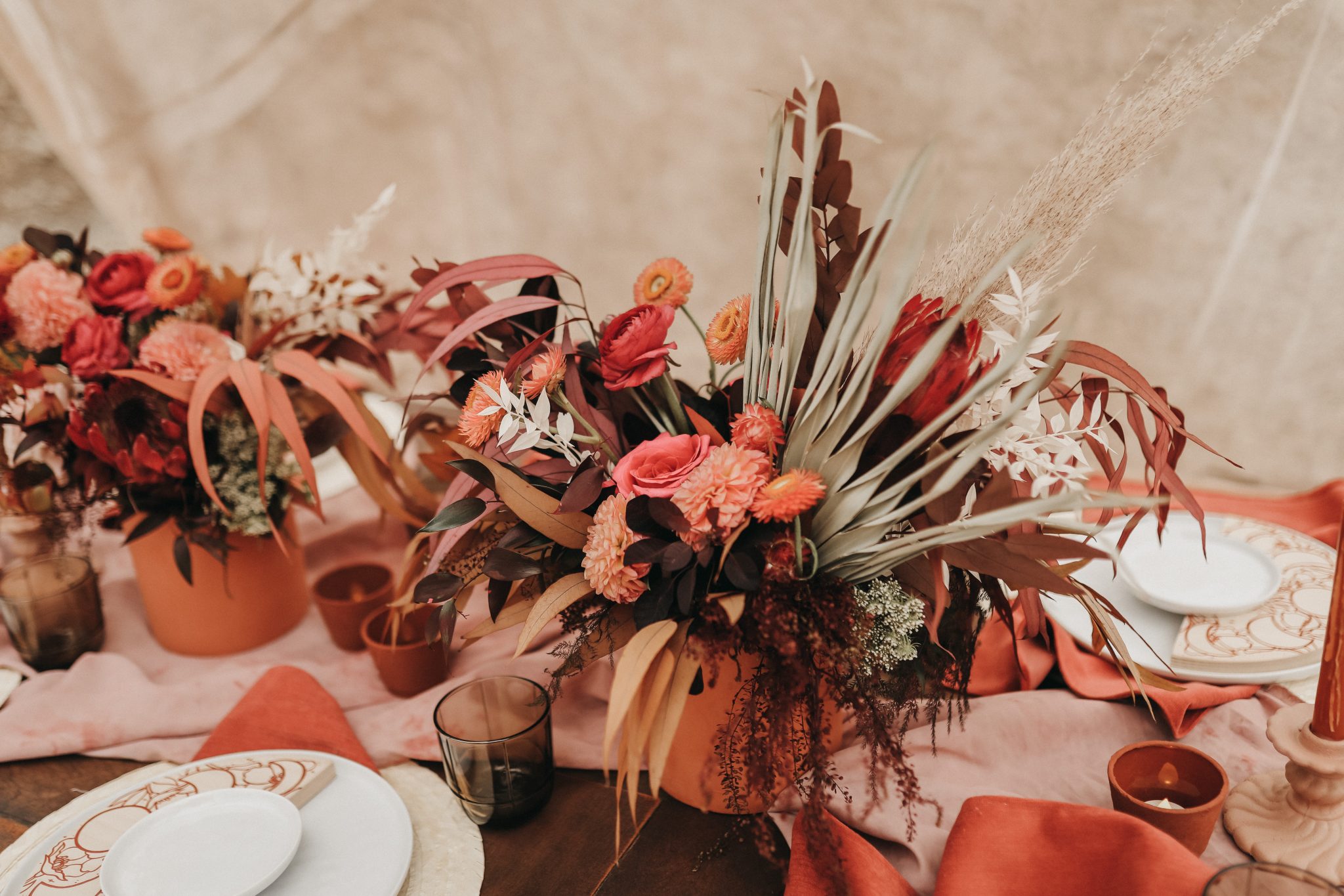 Floral inspiration for a Moroccan inspired elopement with terracotta blooms