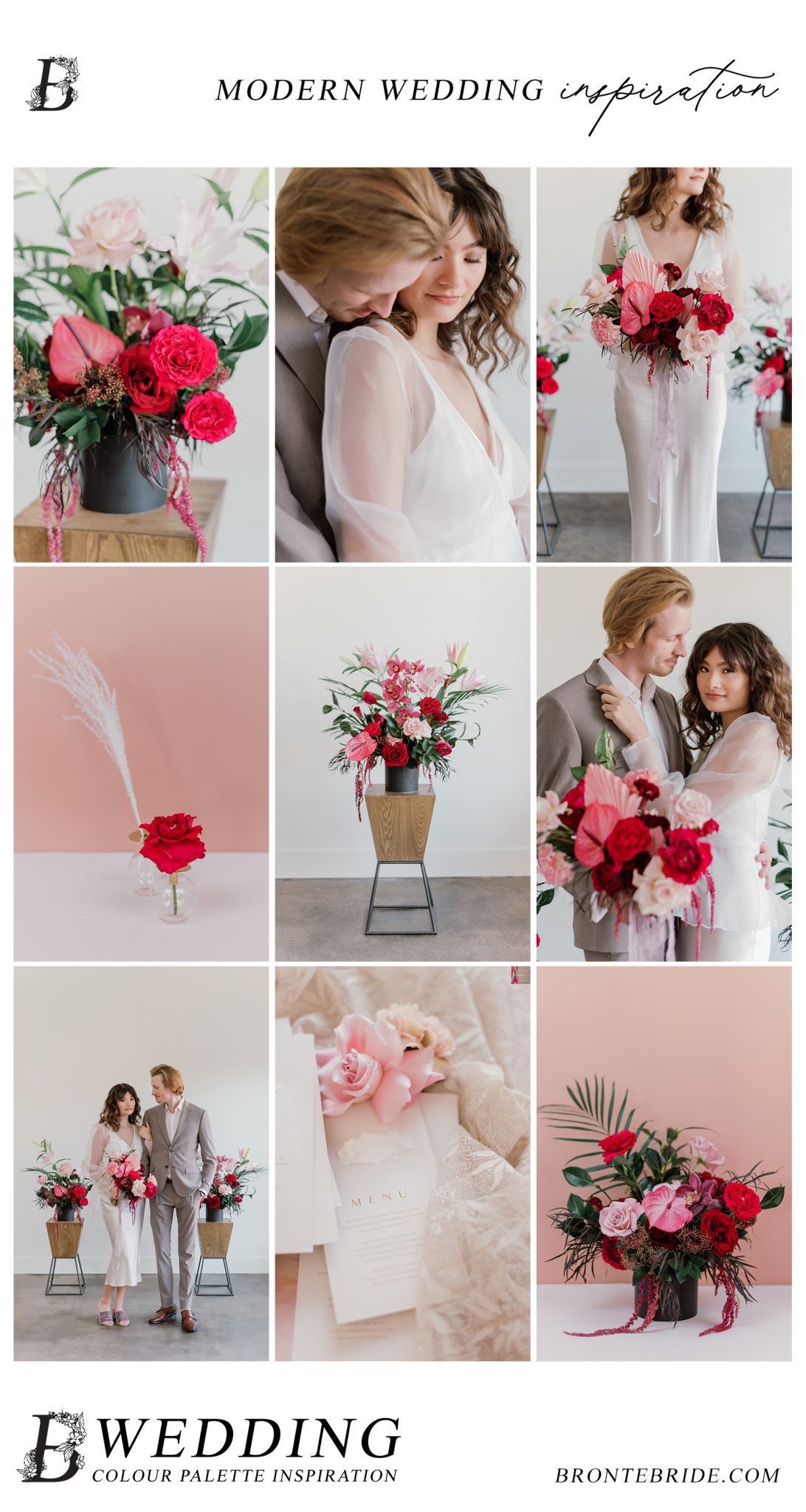Modern Colour Palette Inspiration - Berry and Pink Wedding Colour Scheme on Bronte Bride 