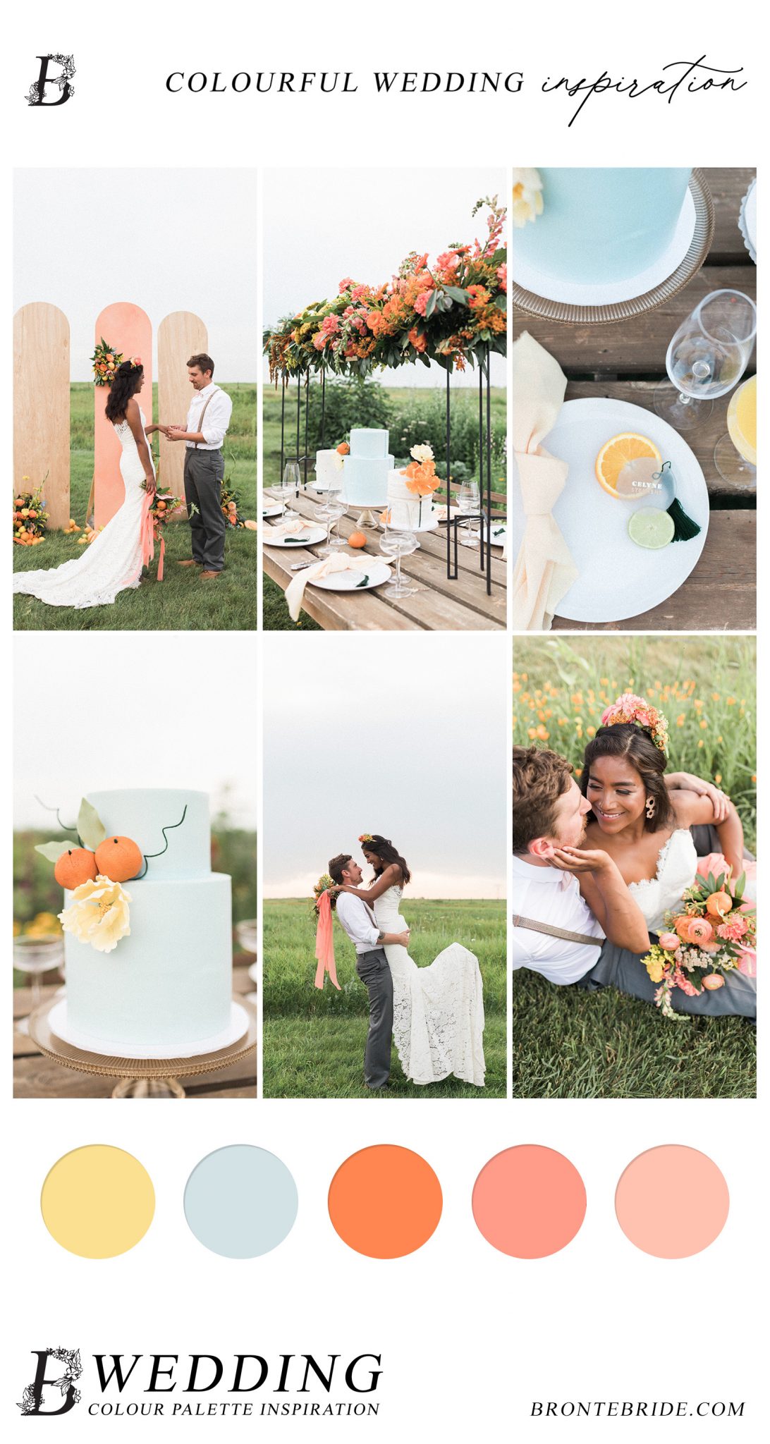 Modern Colour Palette Inspiration - Summer Garden Wedding in orange, tangerine, and blue
