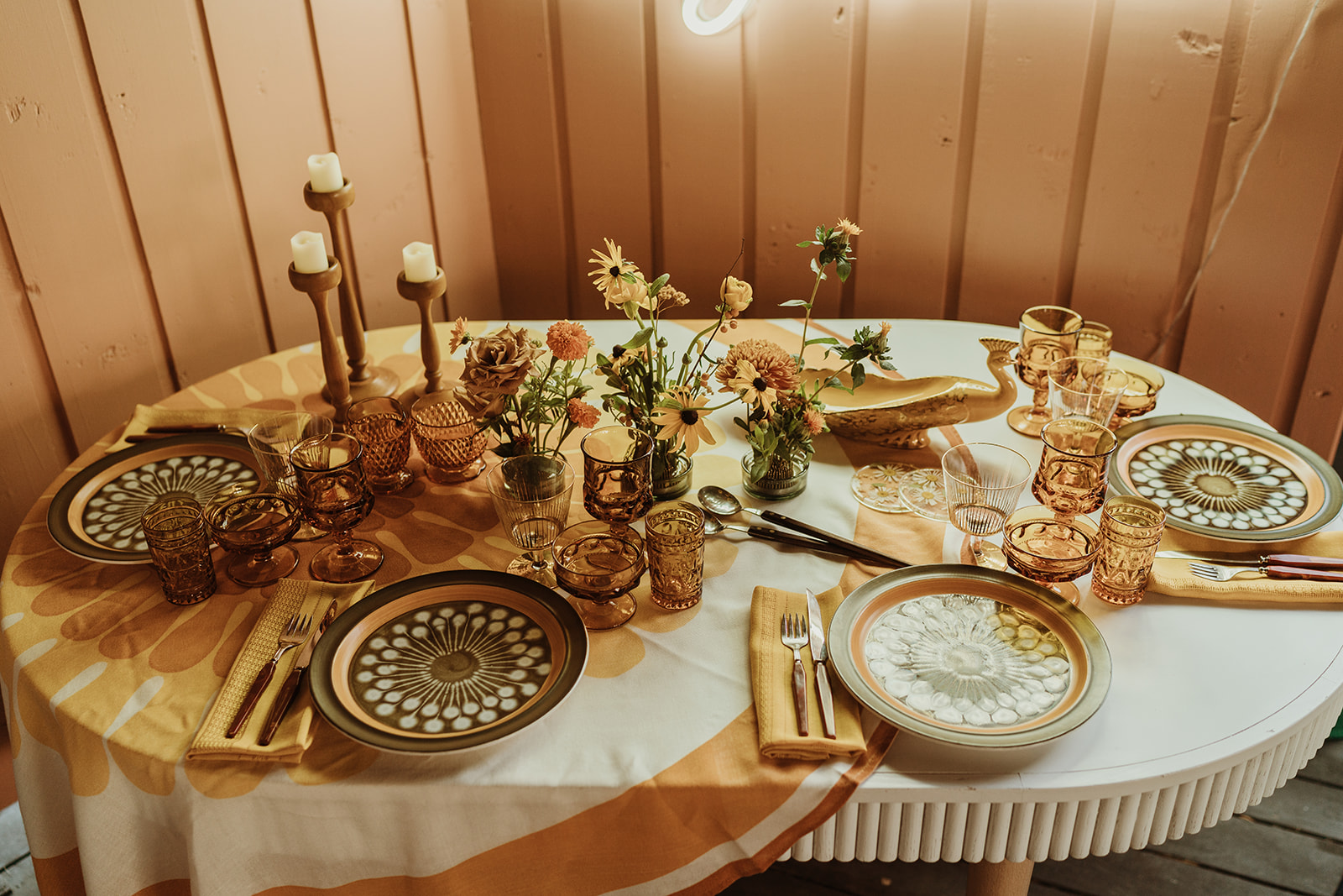 70's inspired retro tablescape with vintage accents