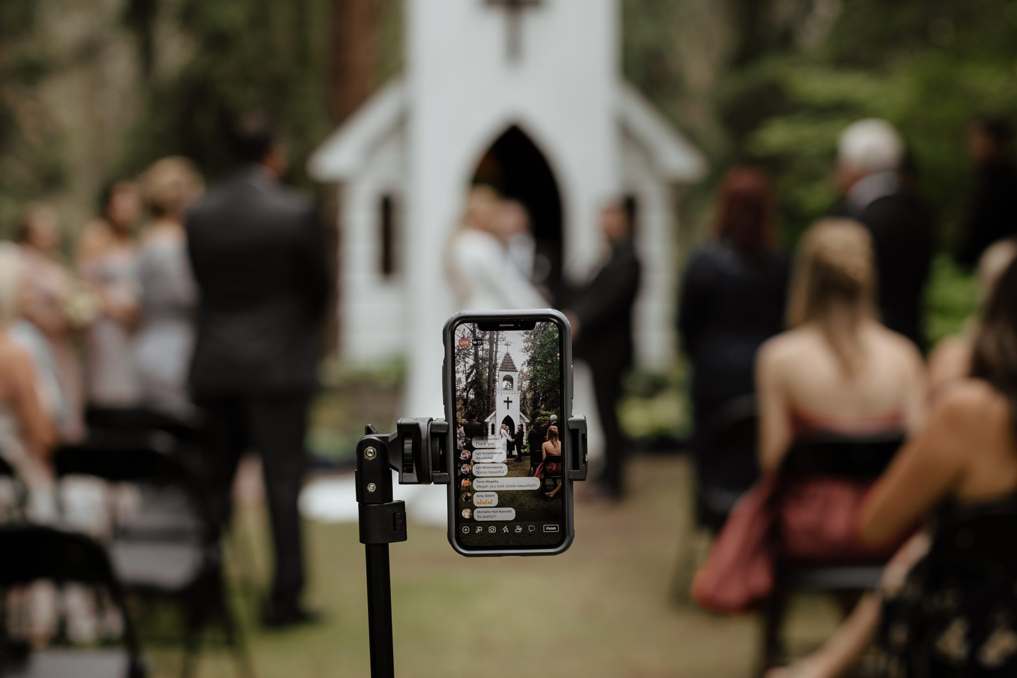 Wedding ceremony live-streamed on the back of smart phone
