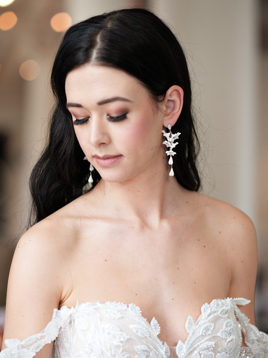 Statement bridal earrings from Joanna Bisley Designs, a Canadian jewelry designer