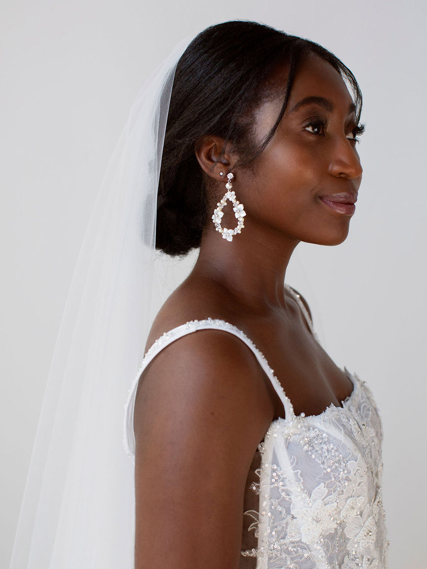 Statement hanging bridal earrings by Joanna Bisley Designs