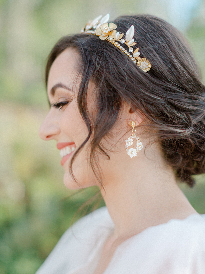 Romantic floral statement earrings for the romantic bride from Joanna Bisley Designs