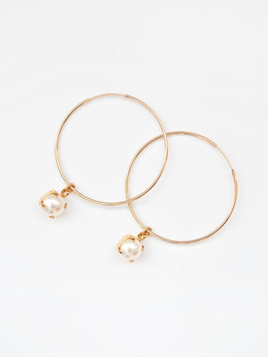 Gold hoop statement bridal earrings with pearls by Joanna Bisley Designs