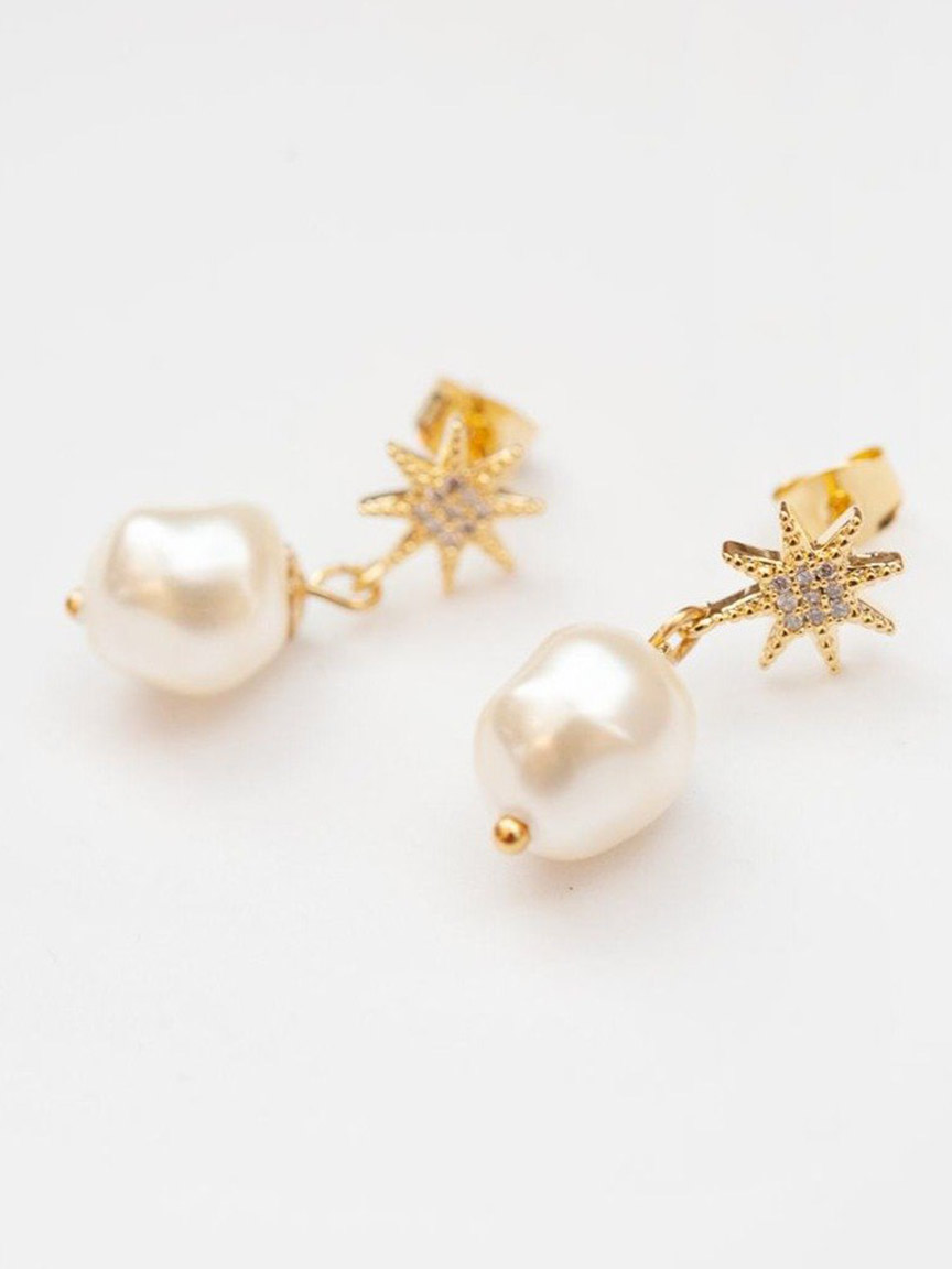 Bespoke pearl and gold statement earrings from Joanna Bisley Designs