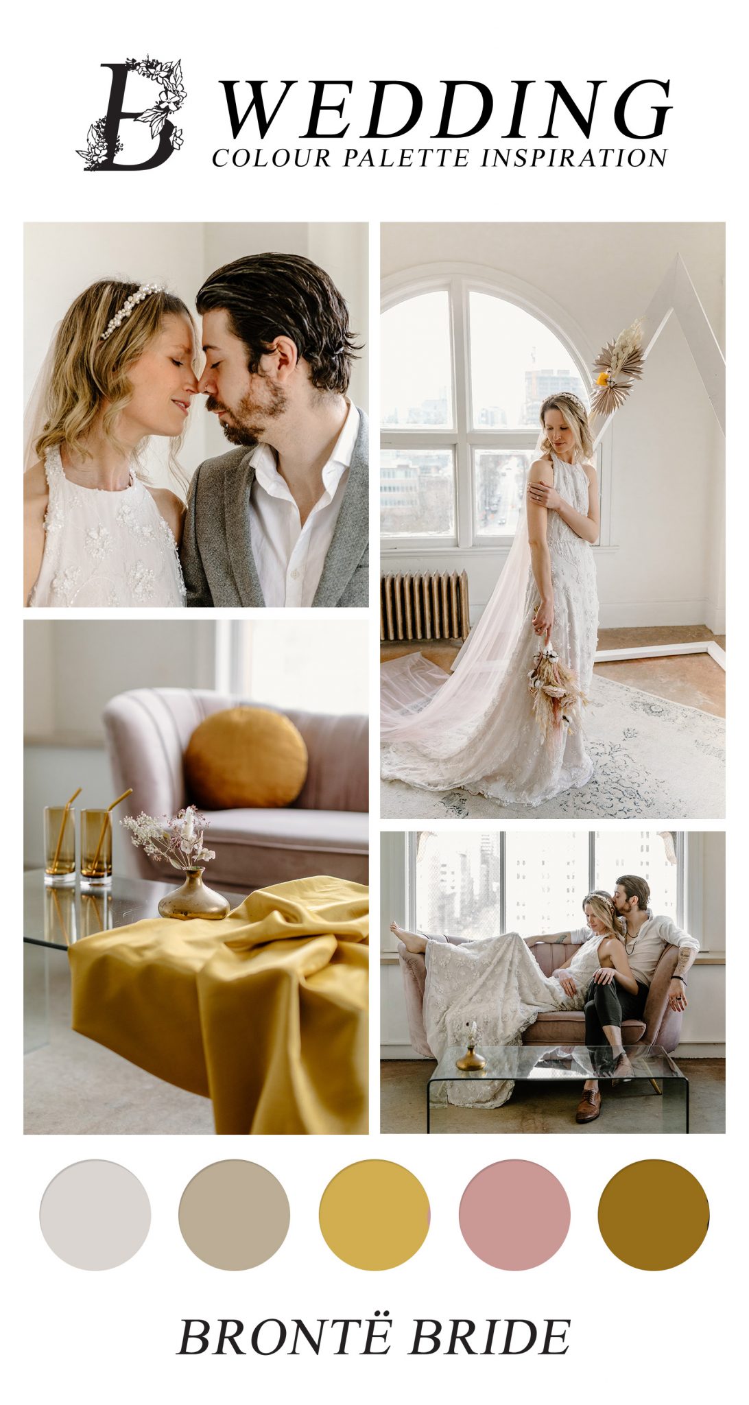 Modern Colour Palette Inspiration - Mustard and Blush Elopement Vancouver