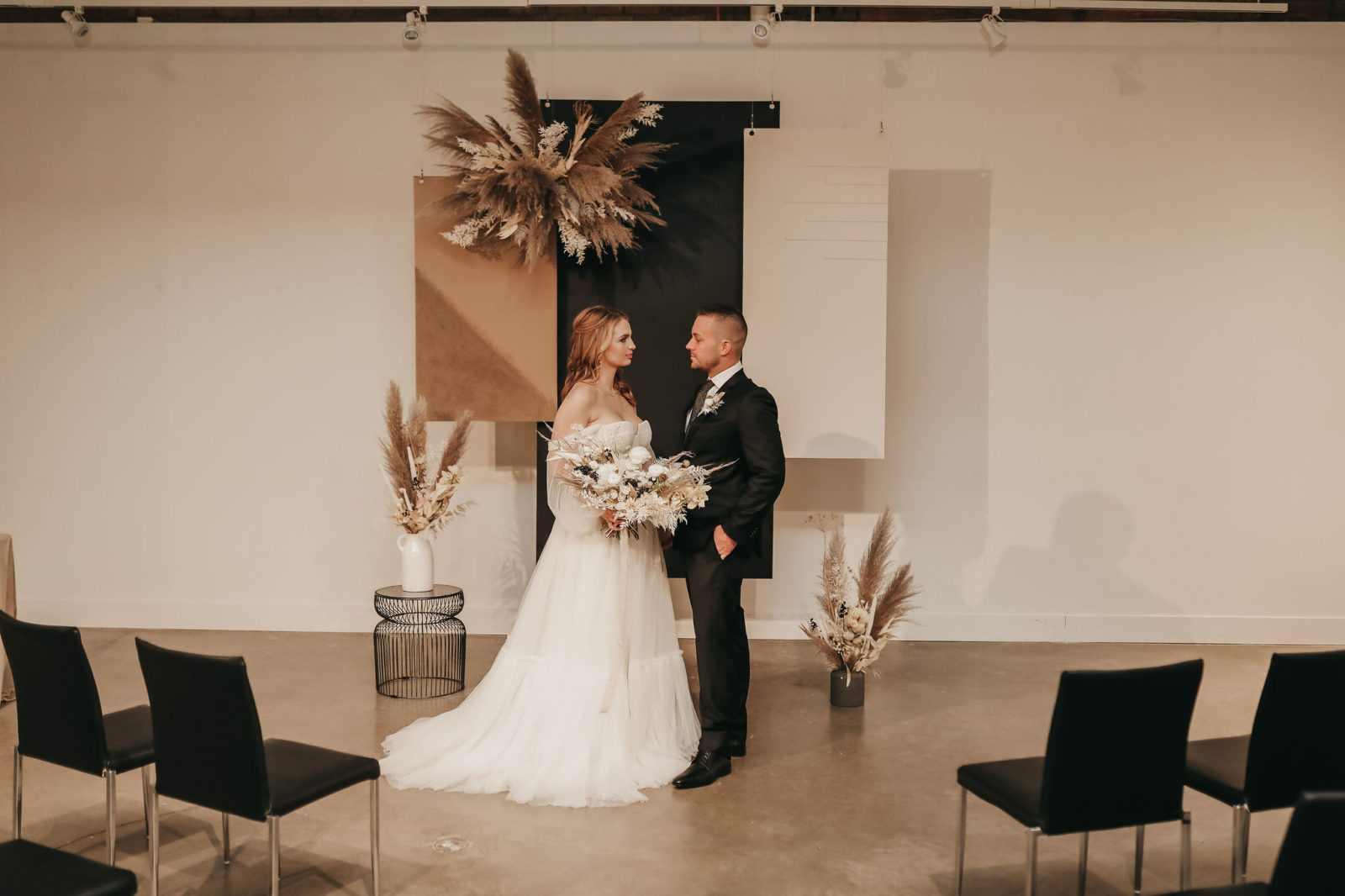 Modern and abstract wedding ceremony design inspiration from the Pioneer in Calgary Alberta