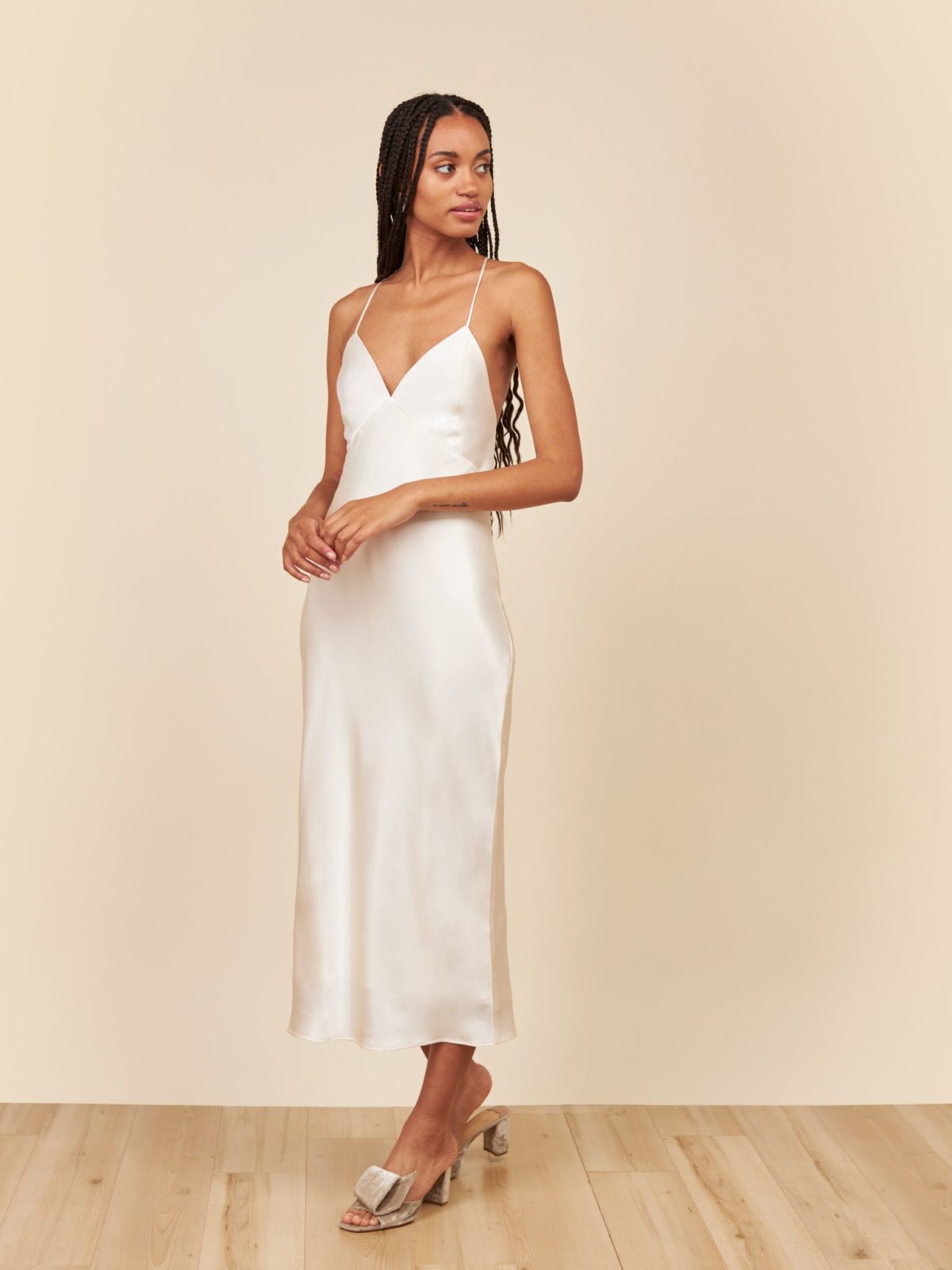 Satin white midi gown from Park & Fifth 