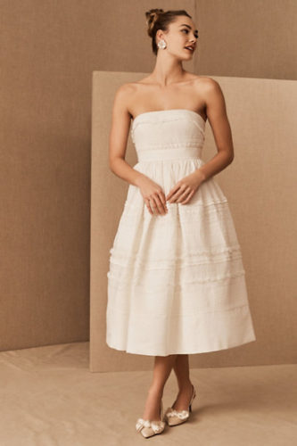 Little white dress perfect for your bridal shower from BHLDN