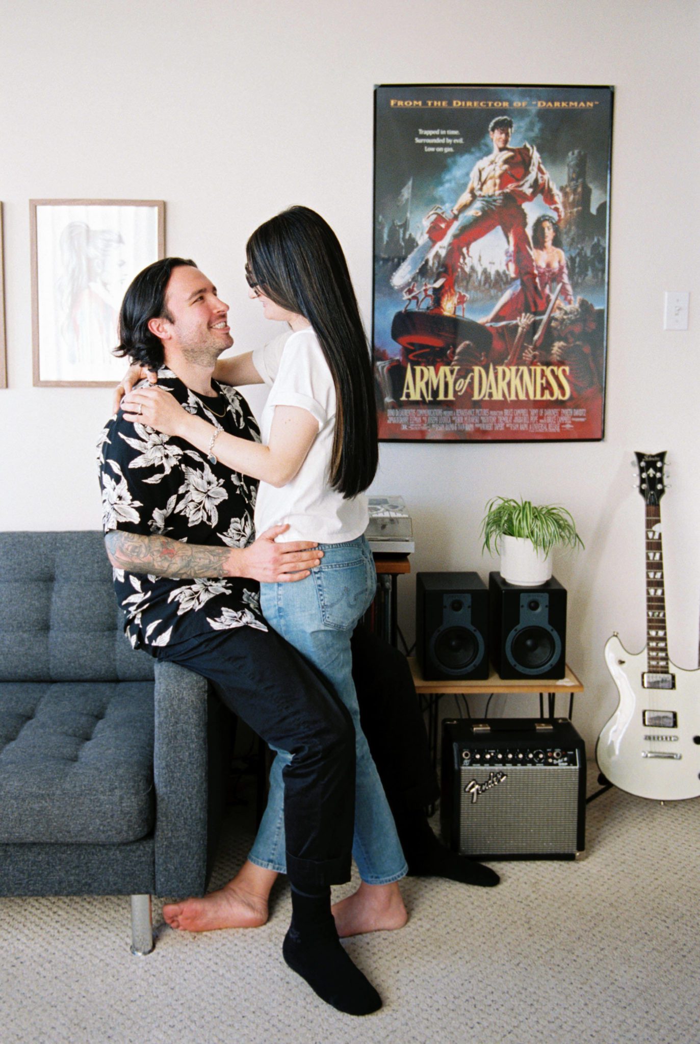 Casual engagement session ideas for the musical couple