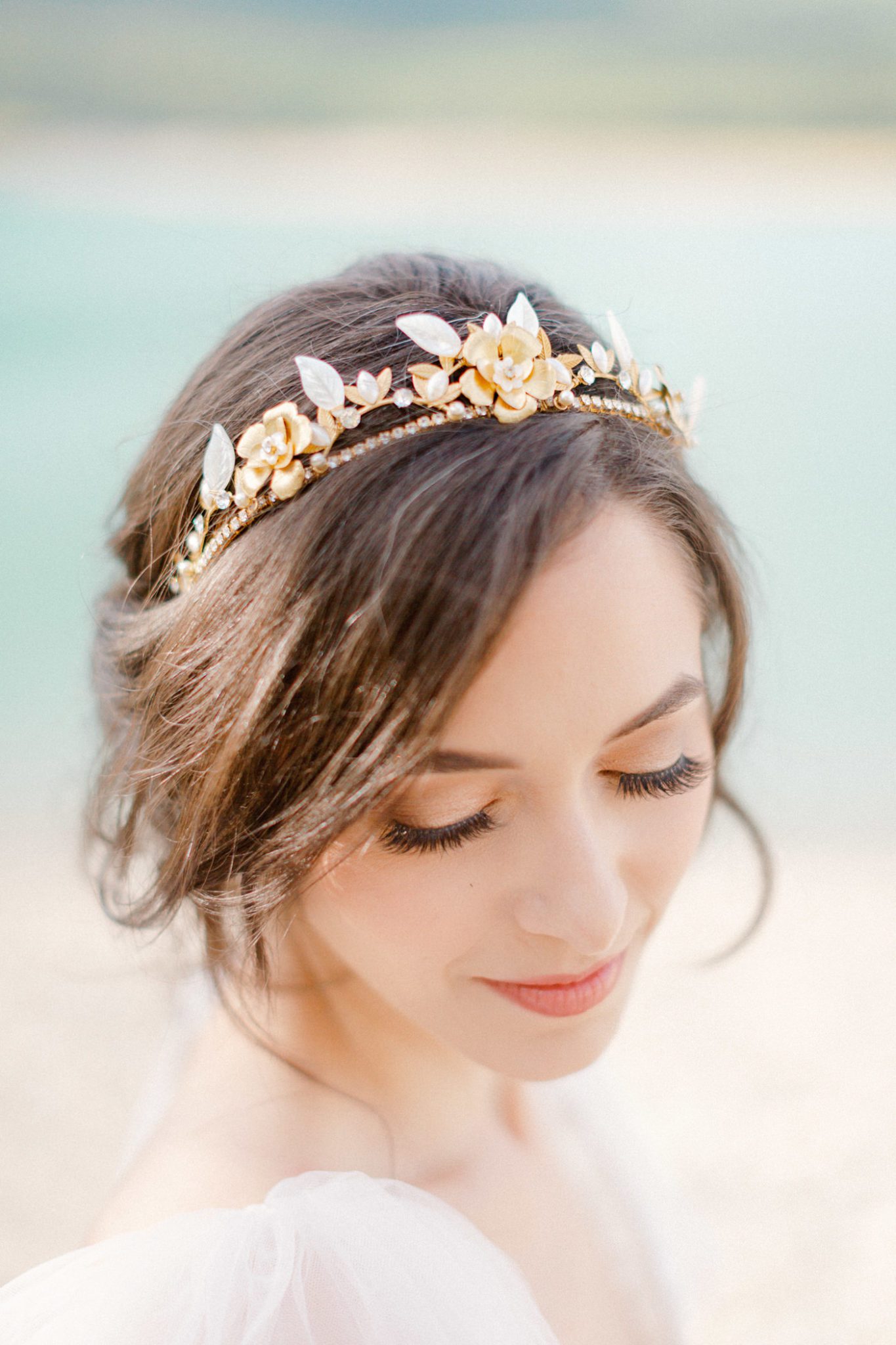 Gold bridal hair accessories by Joanna Bisley Designs